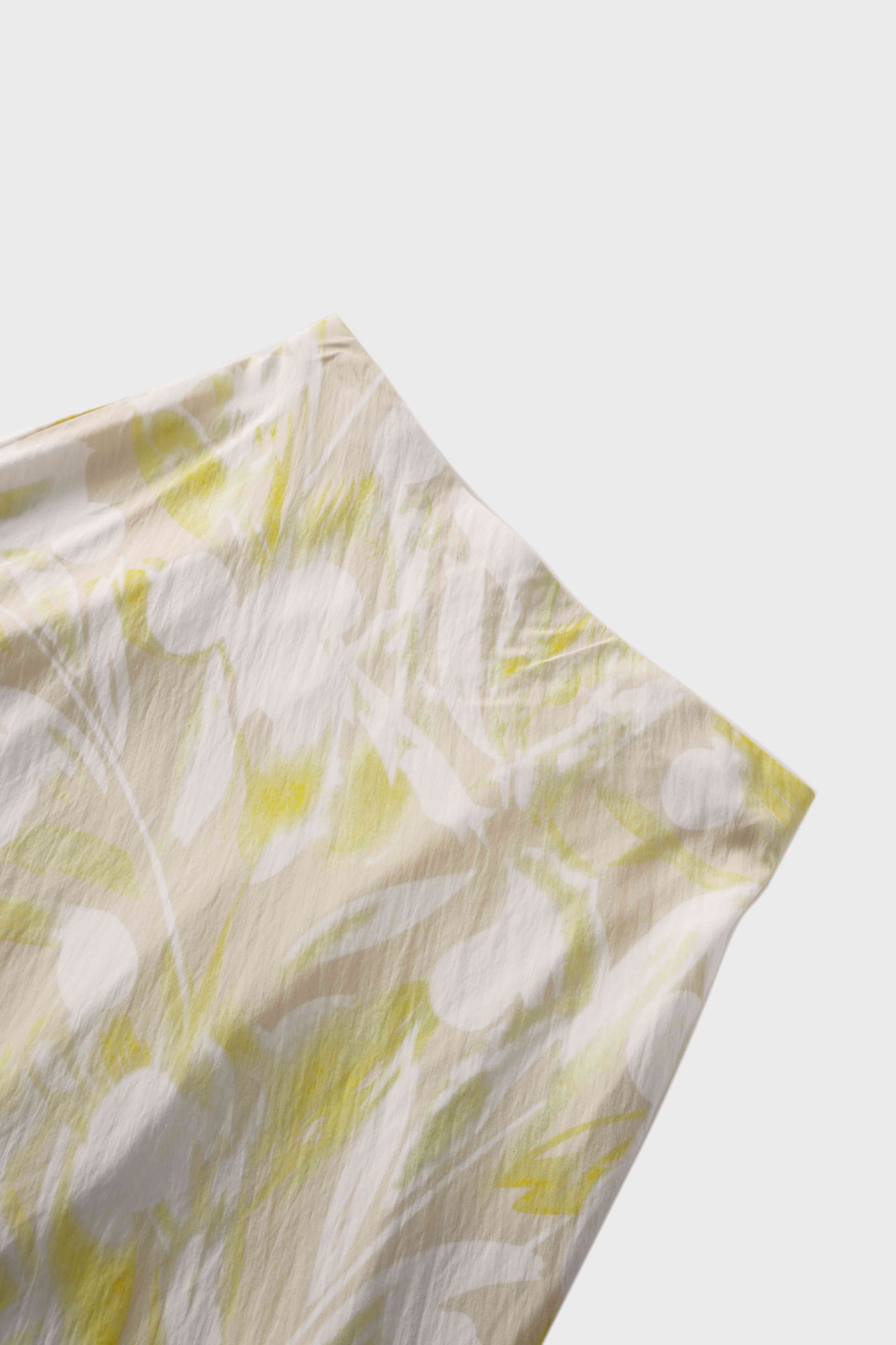 Printed Crinkle Slip Skirt-Yellow Floral