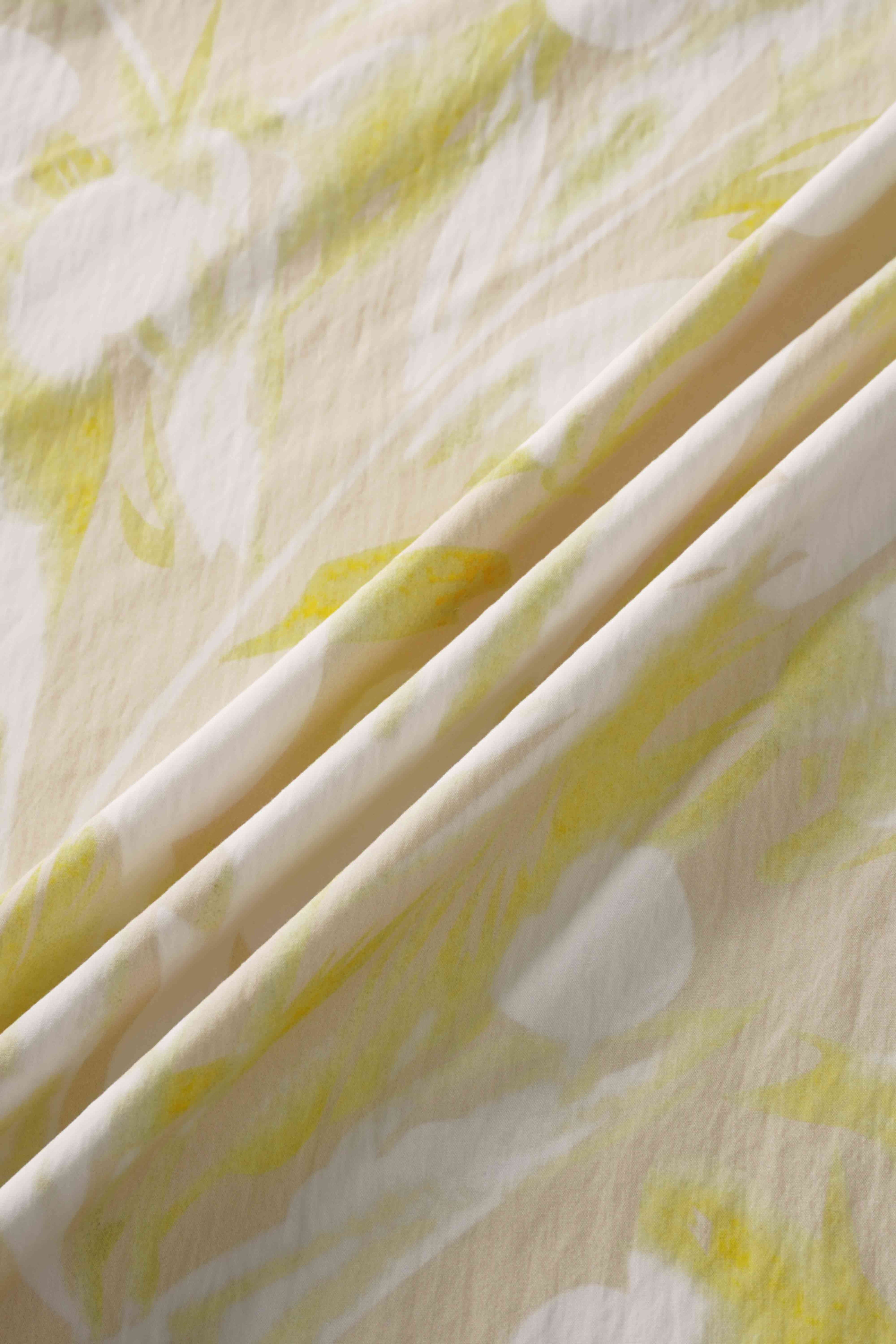 Printed Crinkle Slip Skirt-Yellow Floral