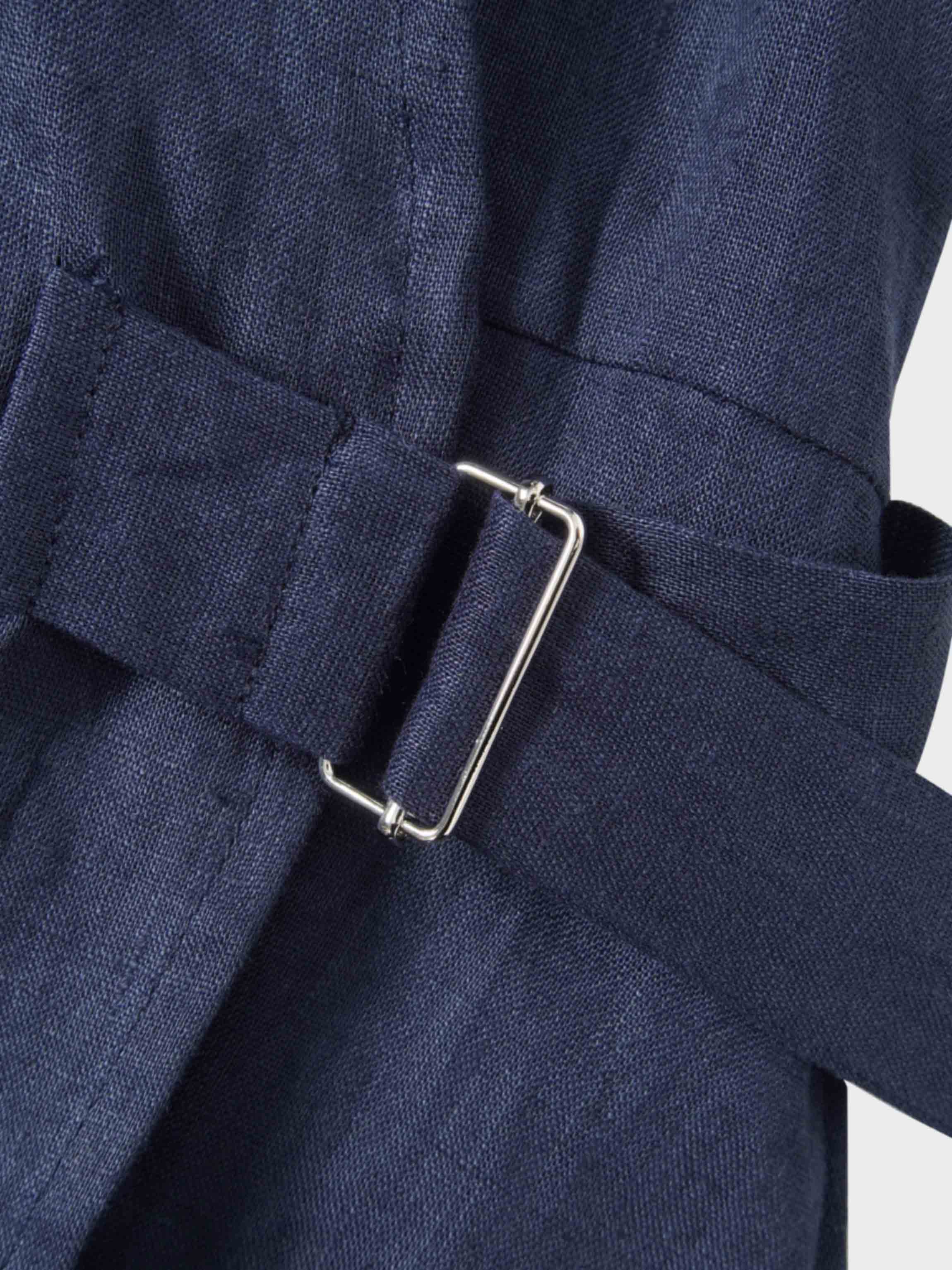 Crossover Linen Top-Navy