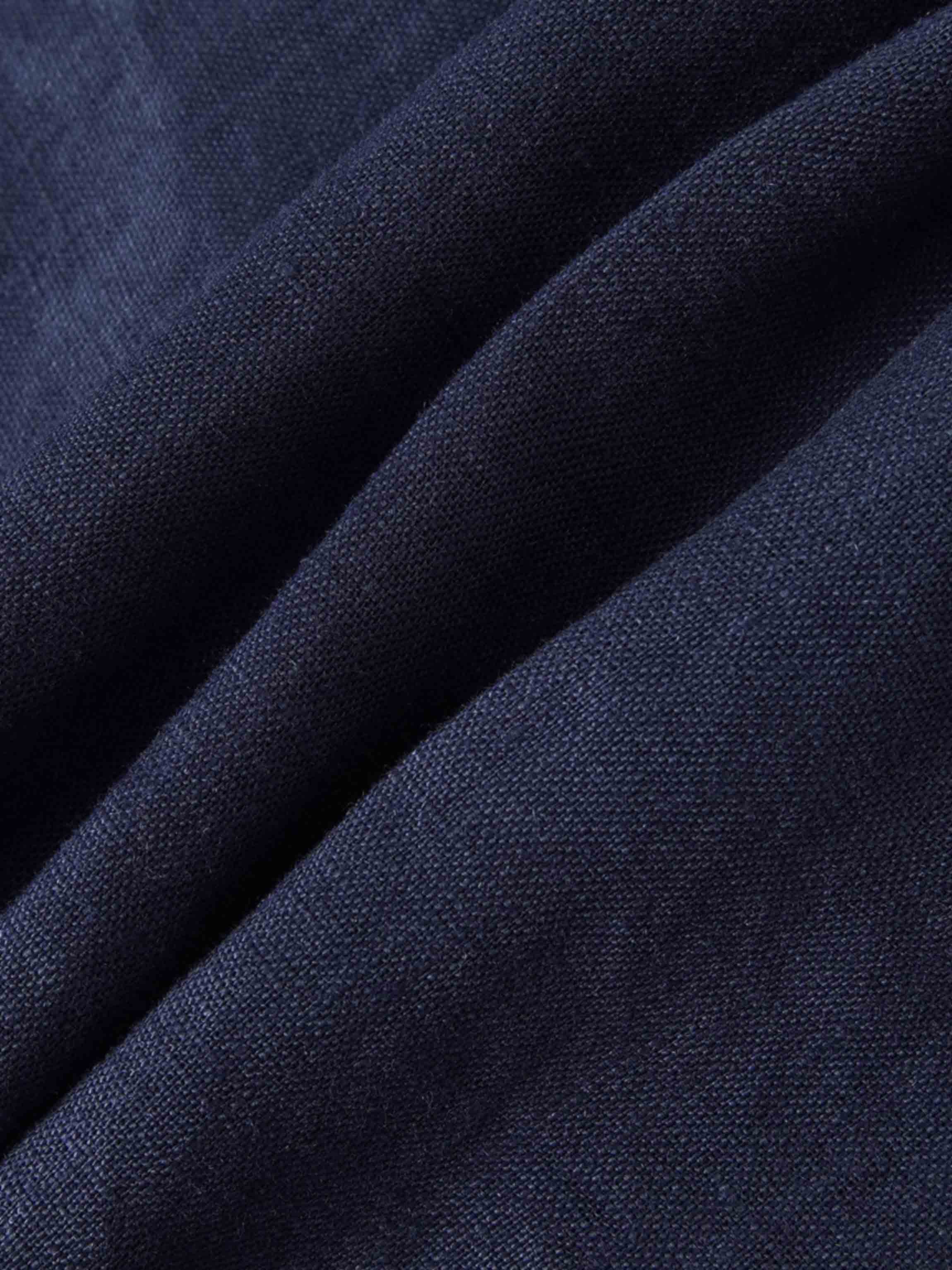 Crossover Linen Top-Navy