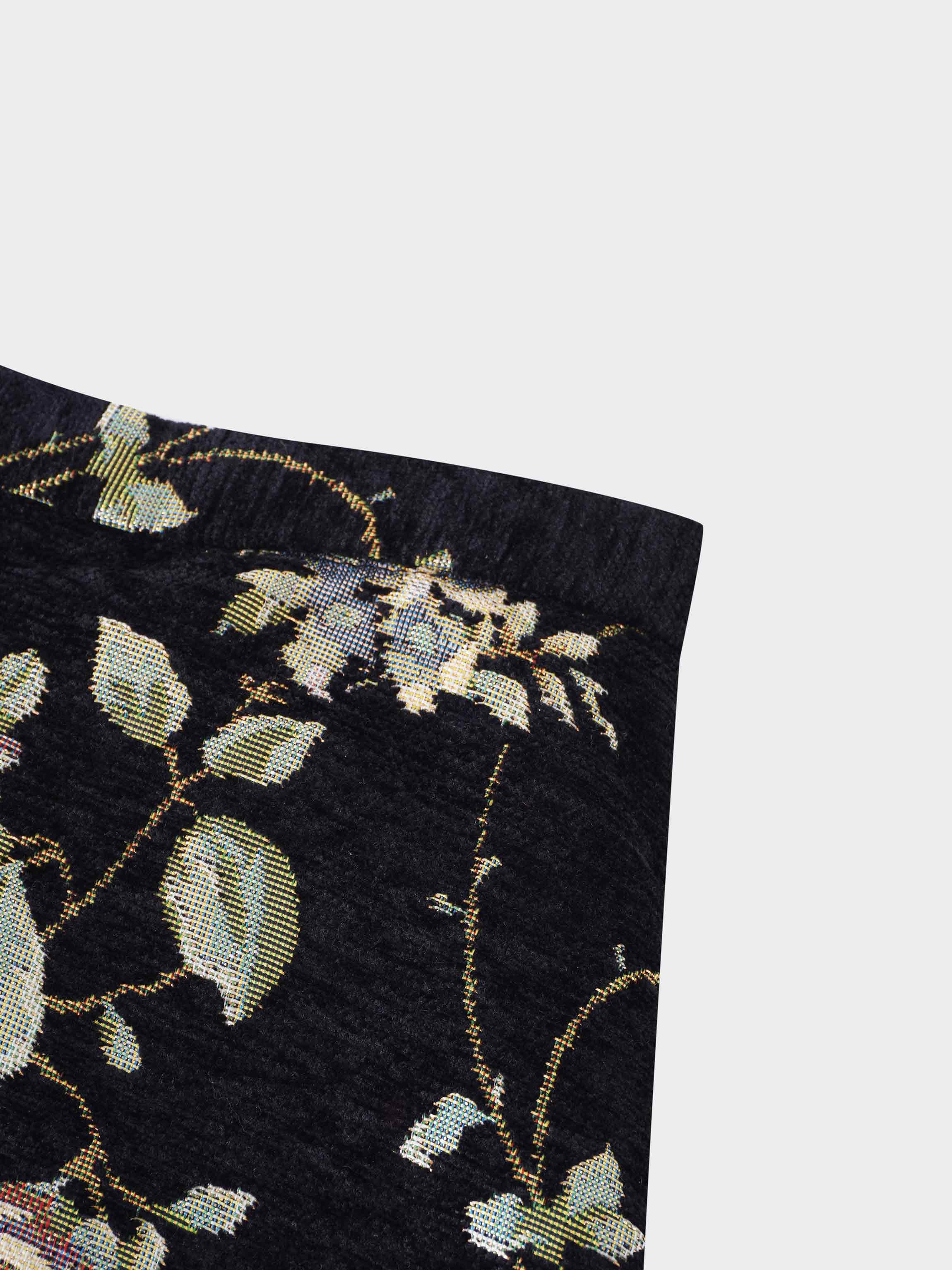 Brocade Midi Skirt-Black Floral