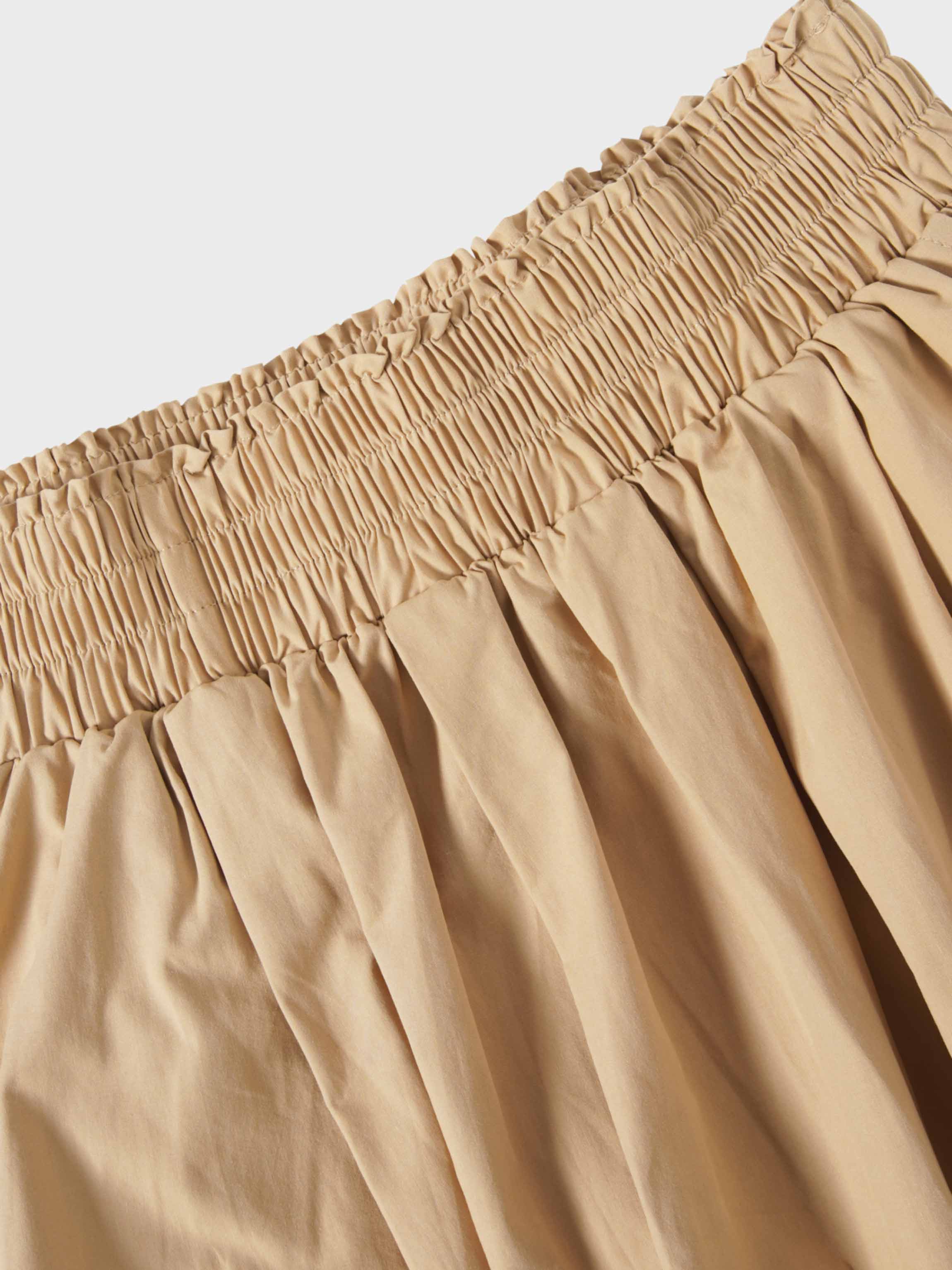 Elastic Waist Gathered Skirt-Sand