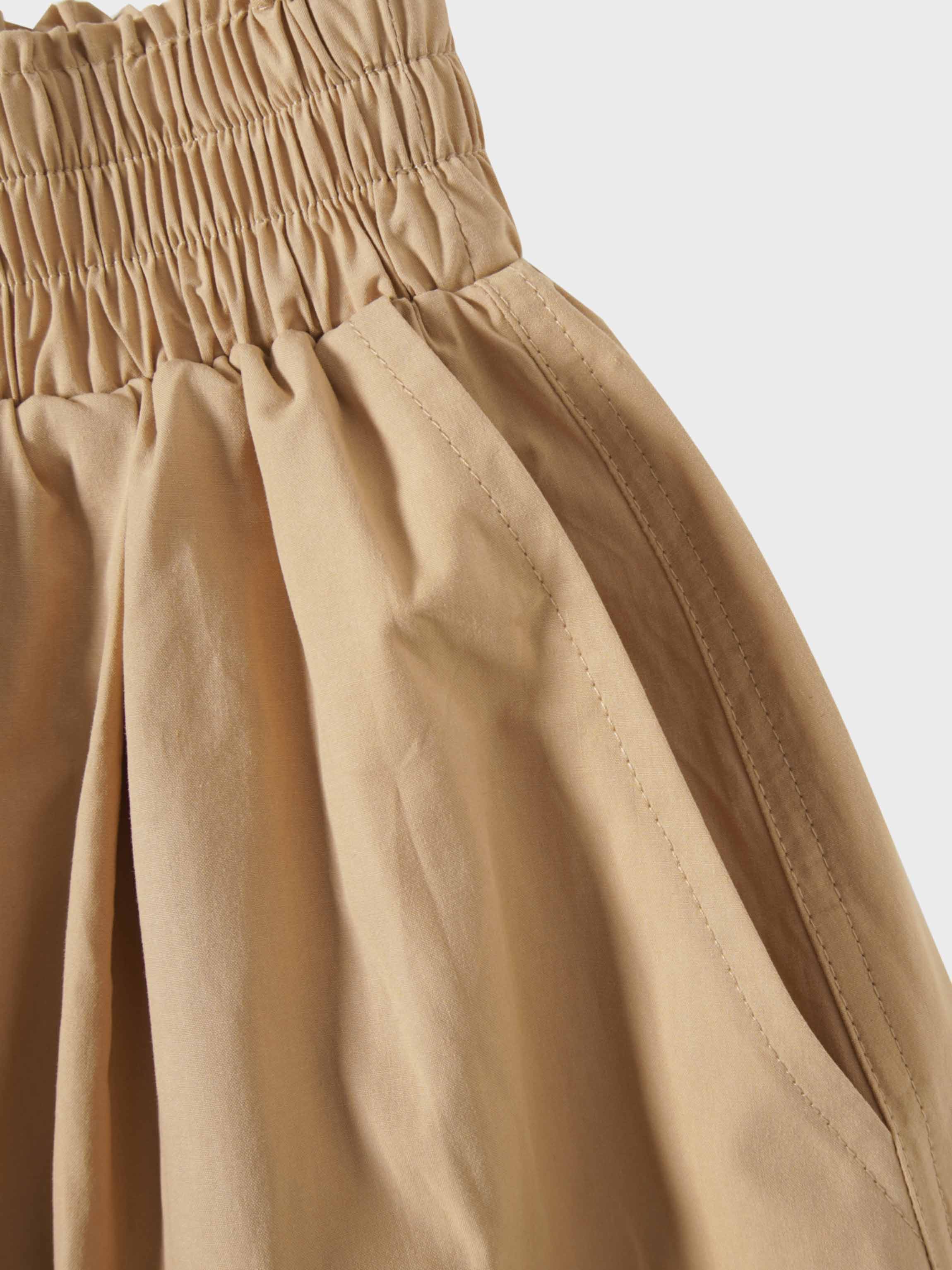 Elastic Waist Gathered Skirt-Sand
