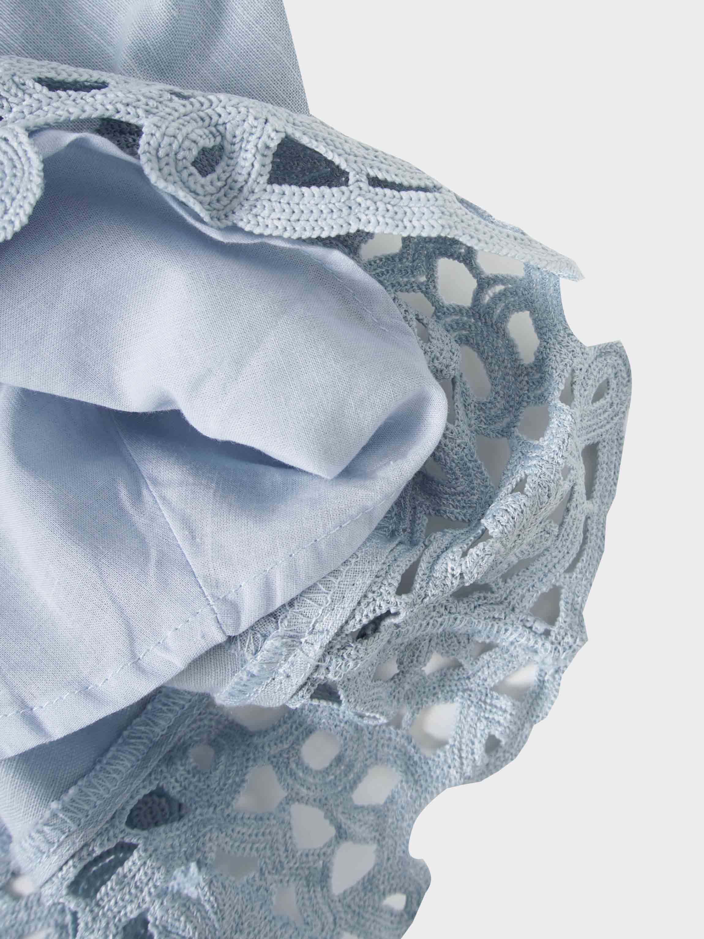 Crochet Trim Skirt-Light Blue