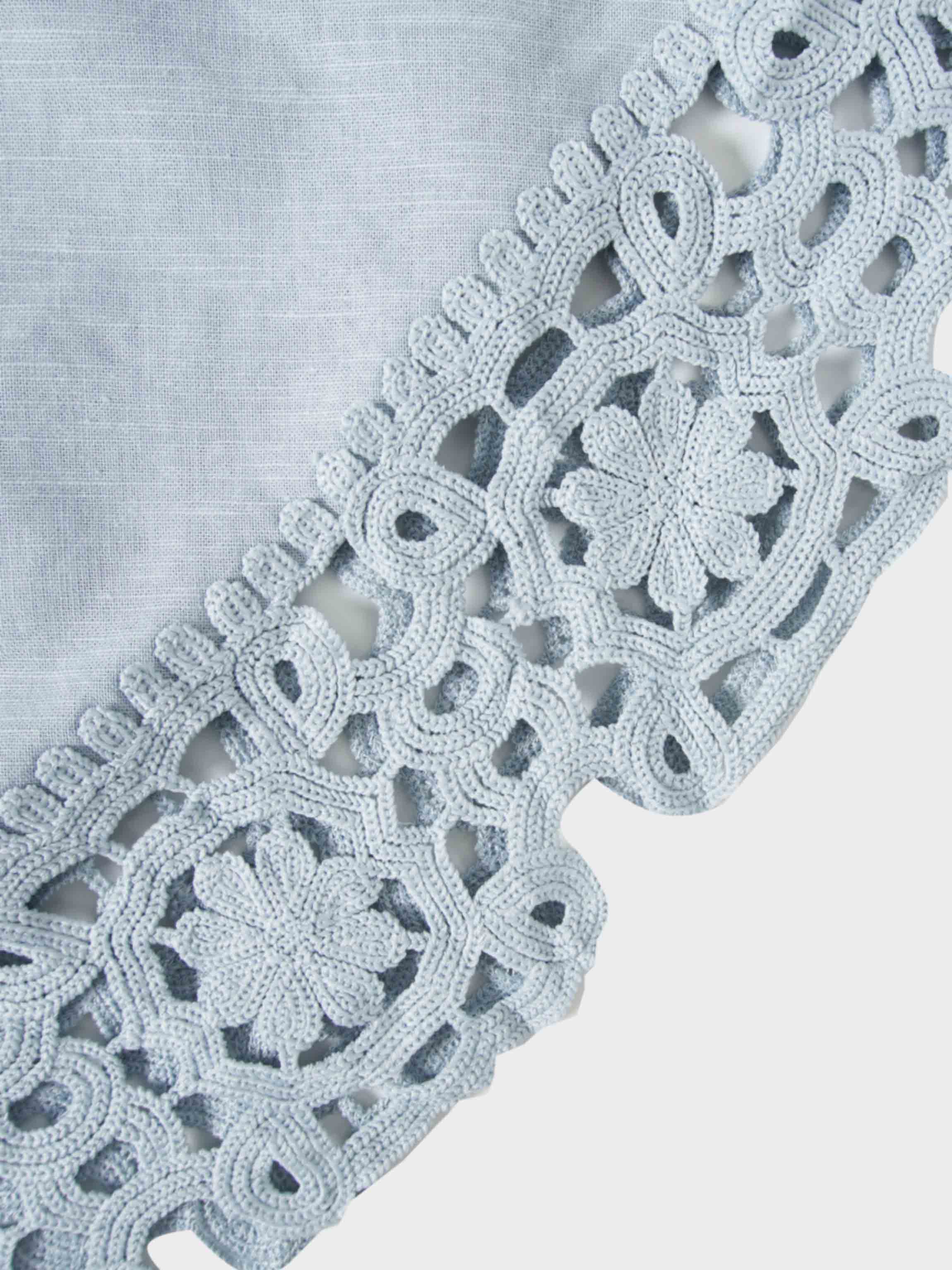 Crochet Trim Skirt-Light Blue