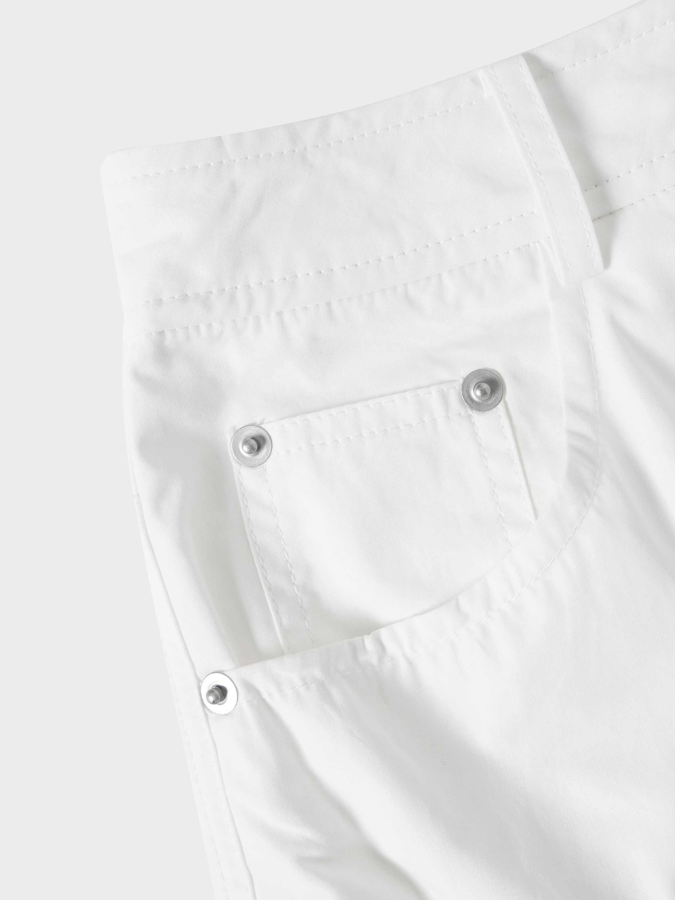 Gathered Drop Waist Yoke Skirt-White