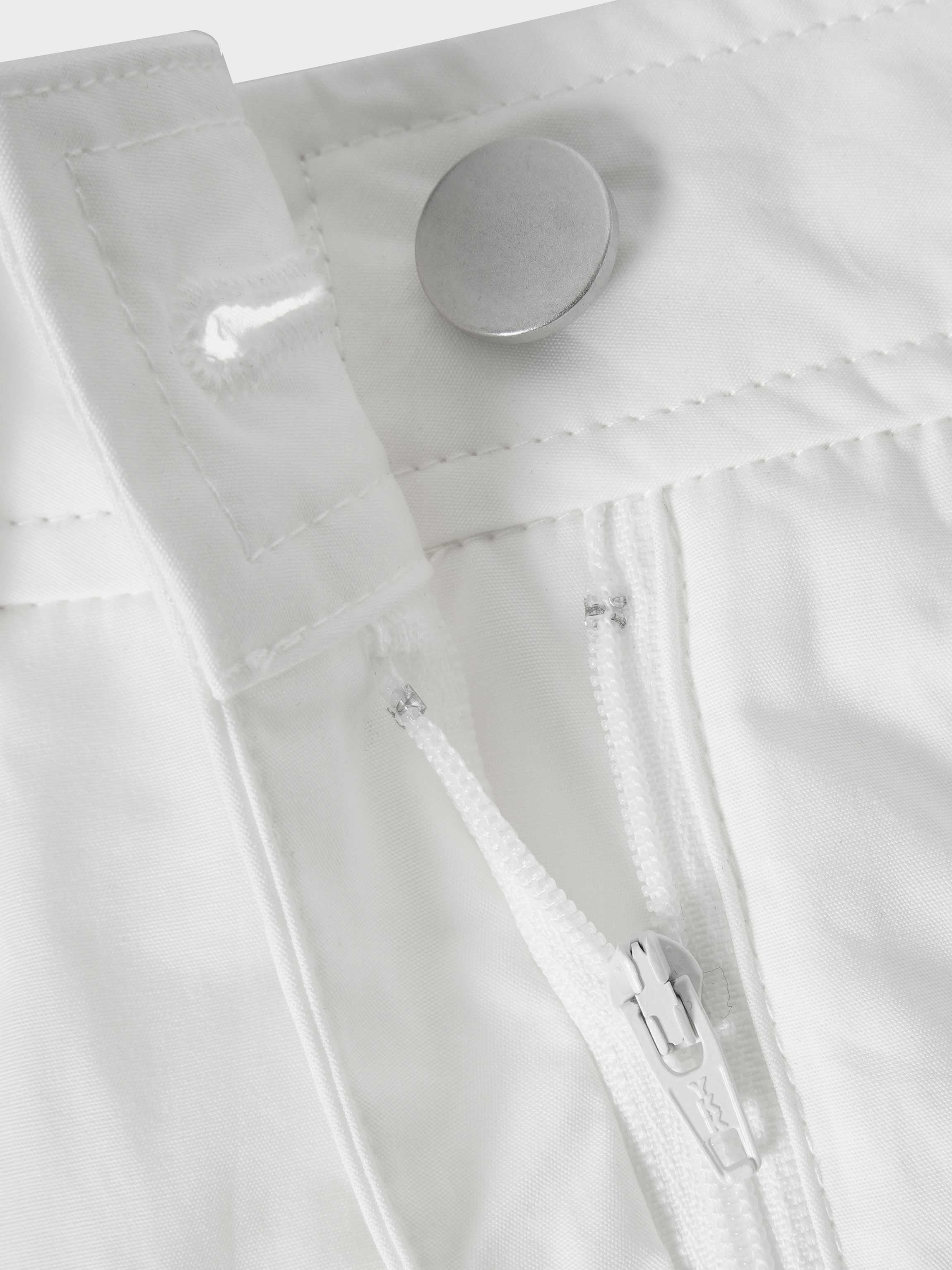 Gathered Drop Waist Yoke Skirt-White