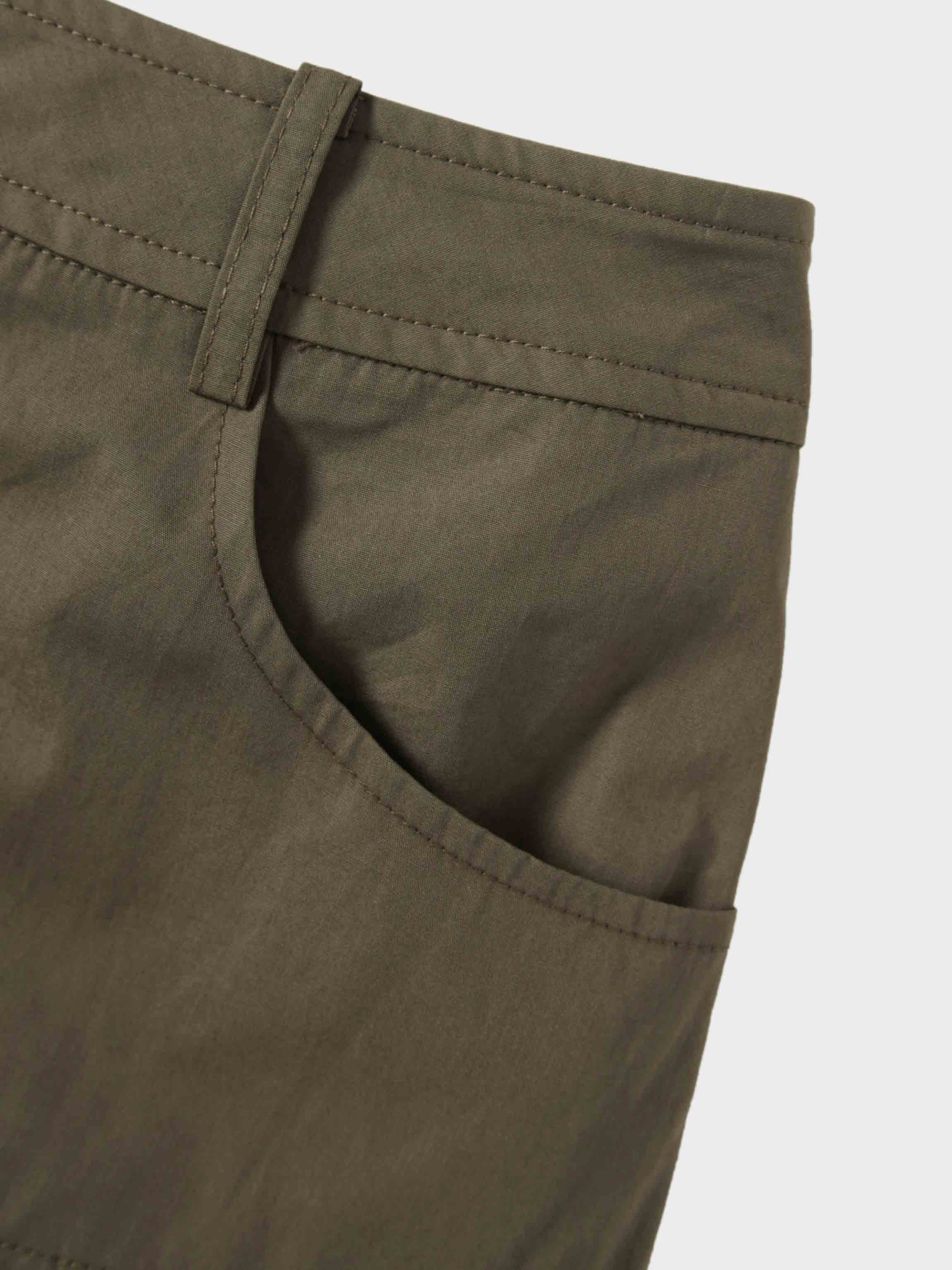 Gathered Drop Waist Yoke Skirt-Olive