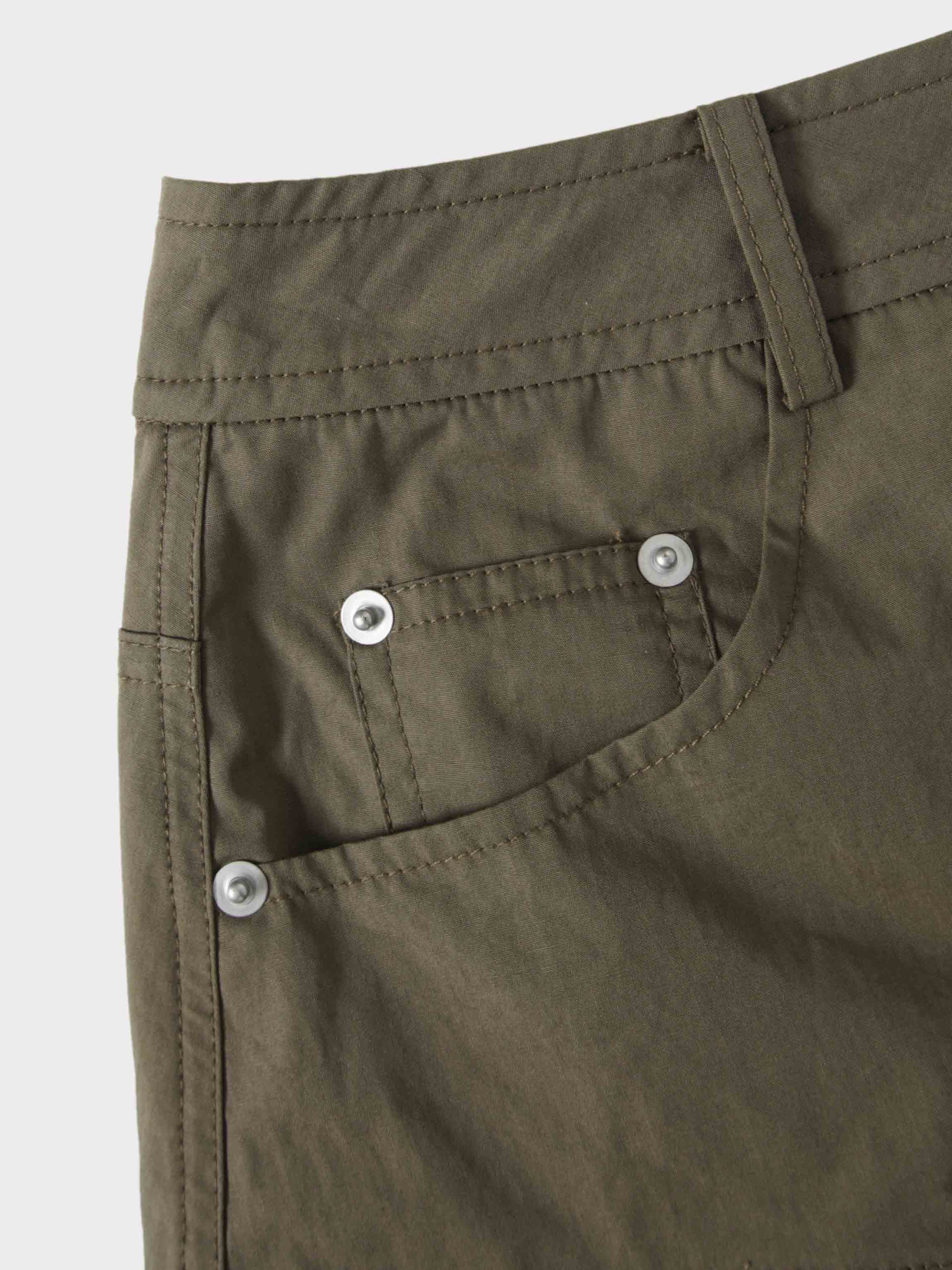 Gathered Drop Waist Yoke Skirt-Olive