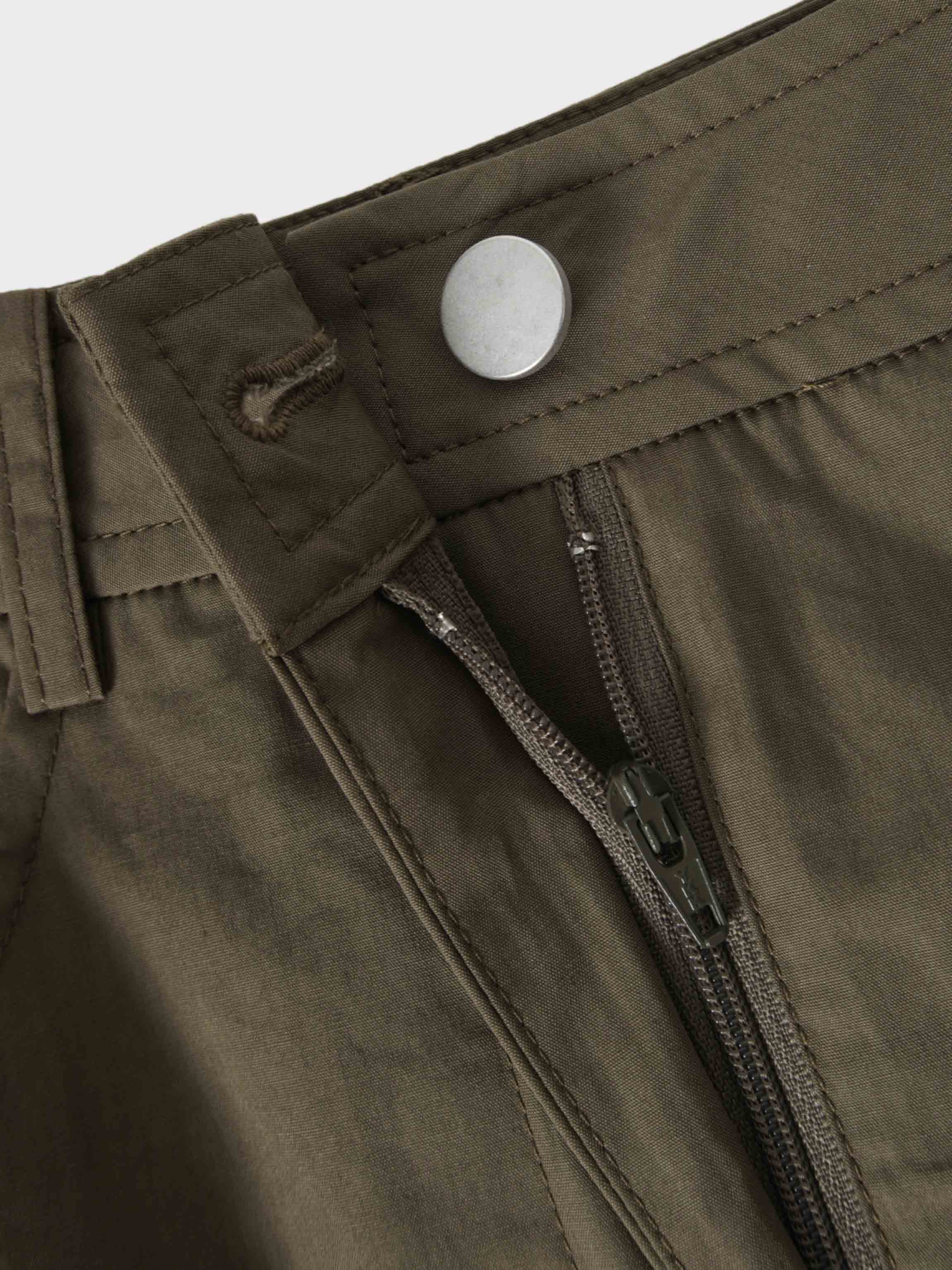 Gathered Drop Waist Yoke Skirt-Olive