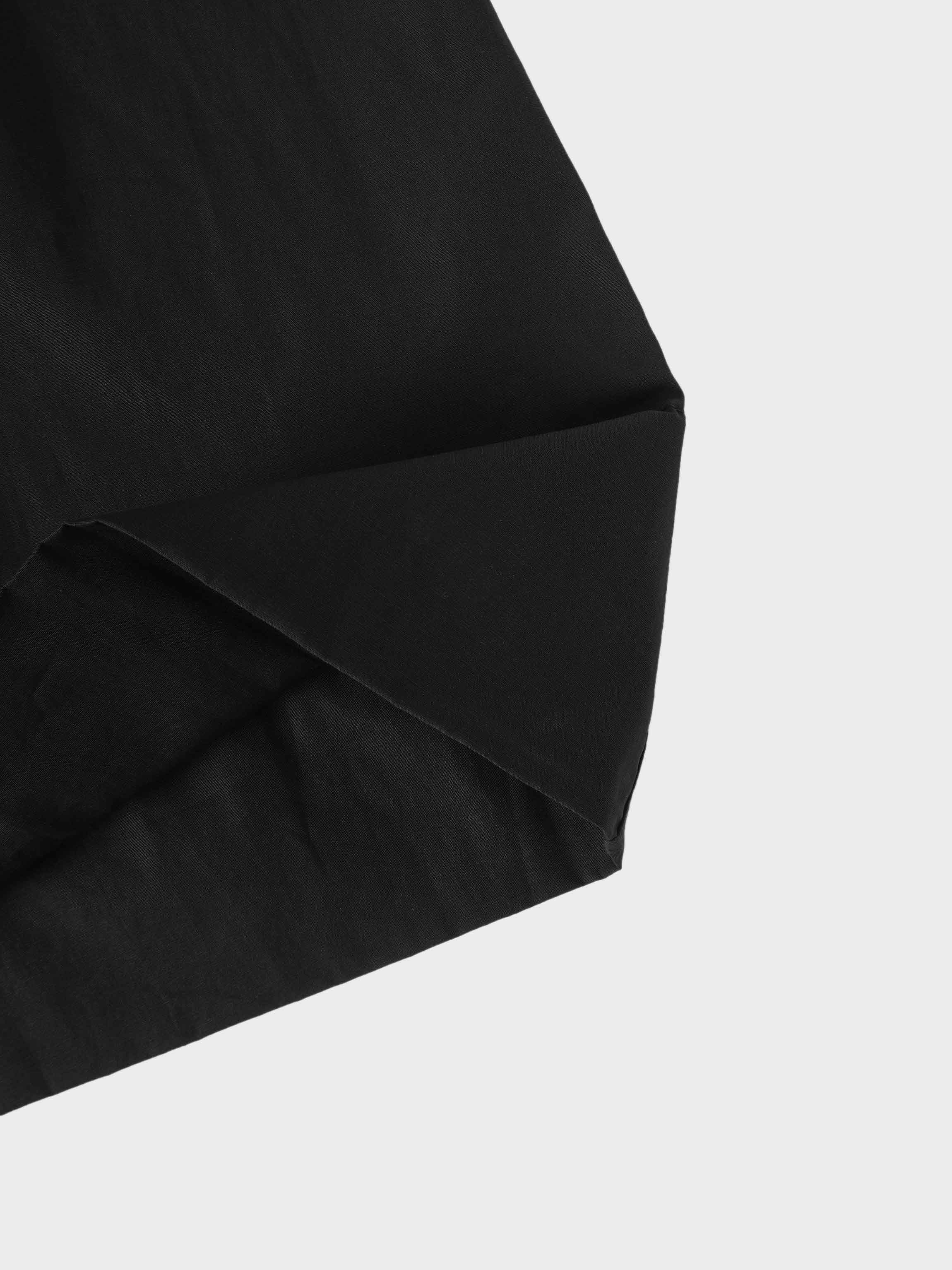 Gathered Drop Waist Yoke Skirt-Black