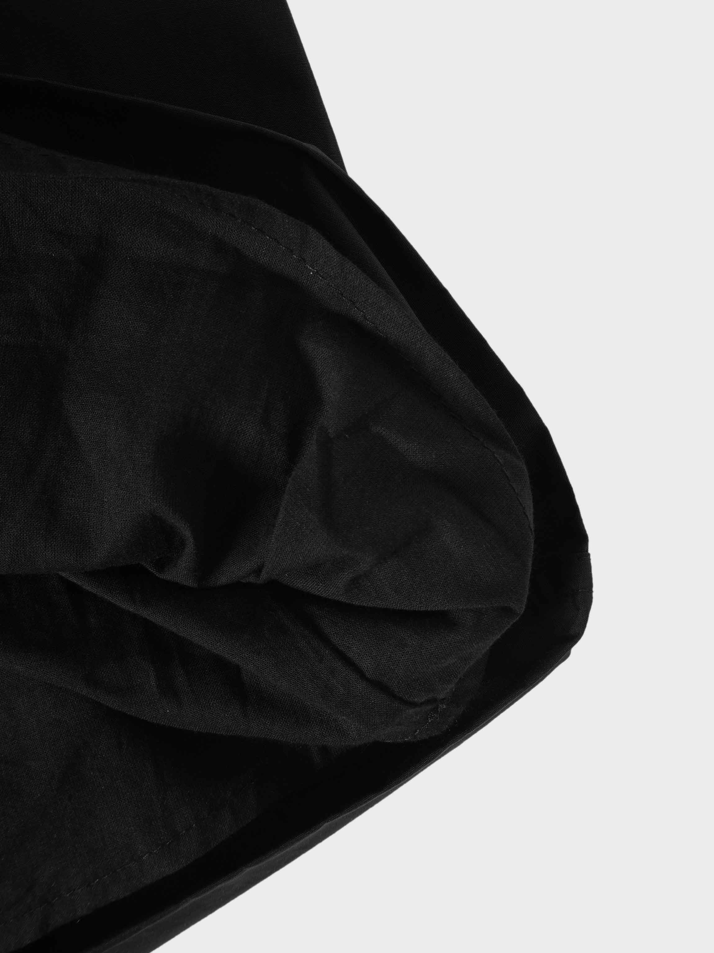 Gathered Drop Waist Yoke Skirt-Black