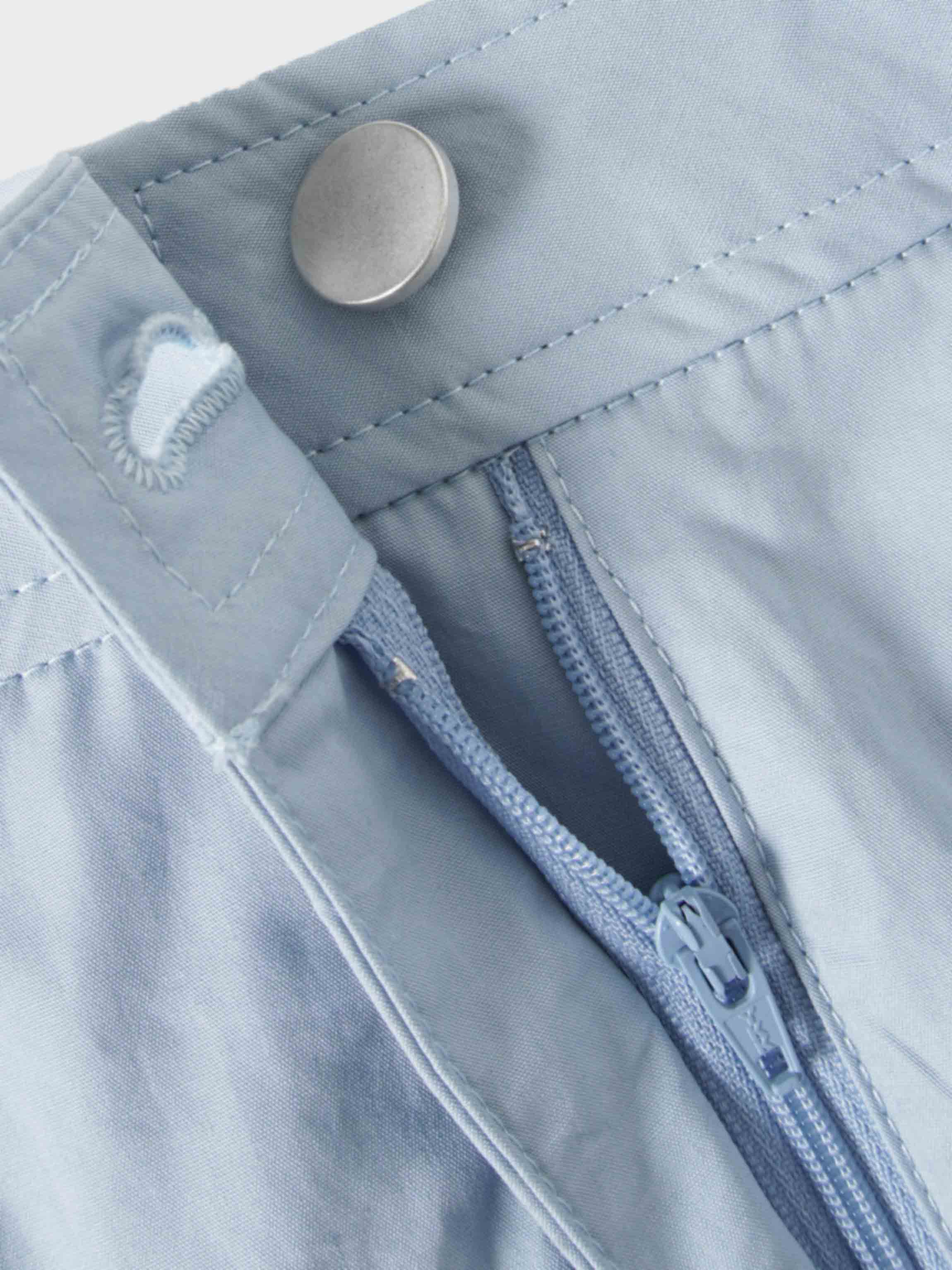 Gathered Drop Waist Yoke Skirt-Light Blue