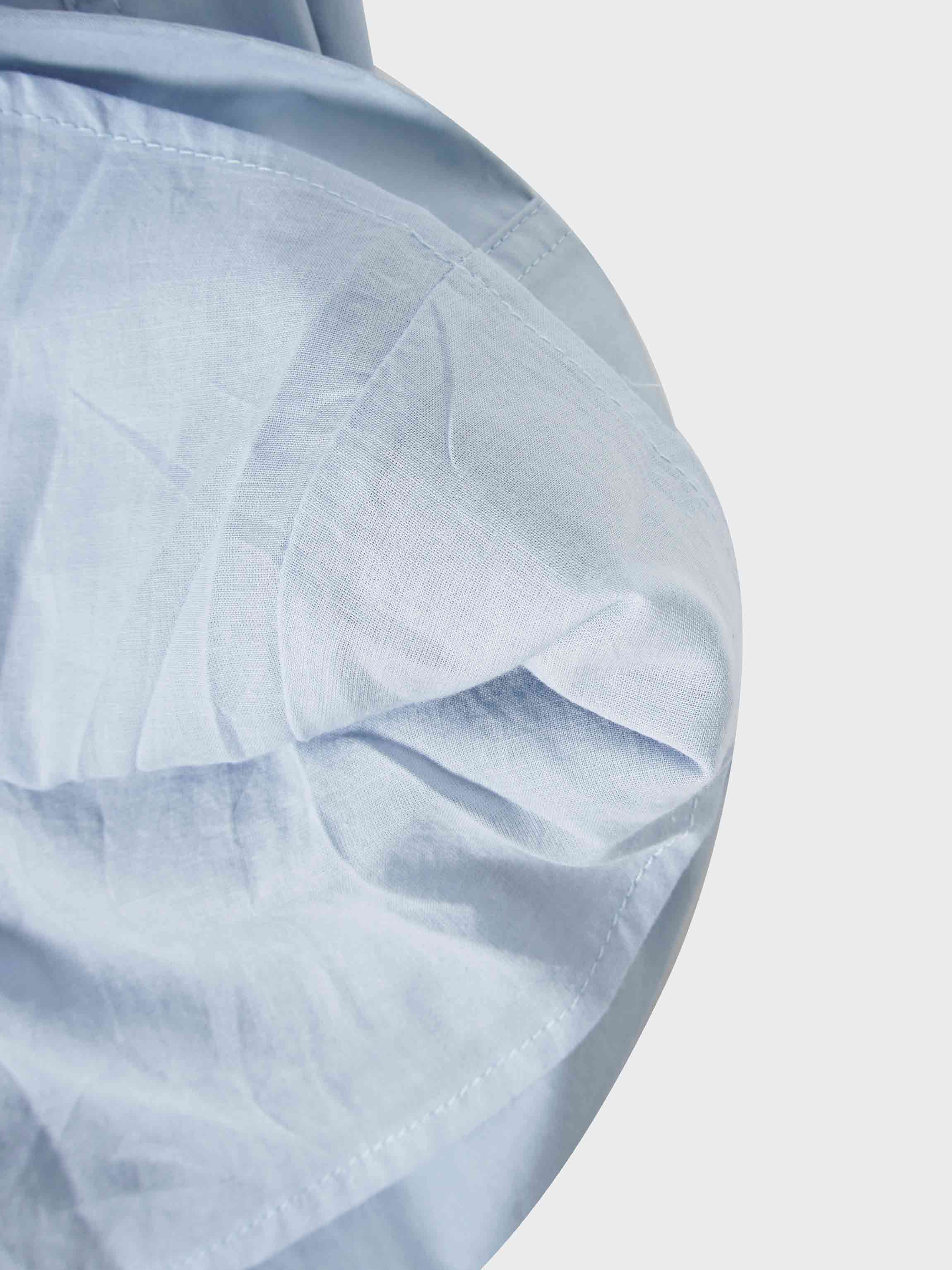 Gathered Drop Waist Yoke Skirt-Light Blue