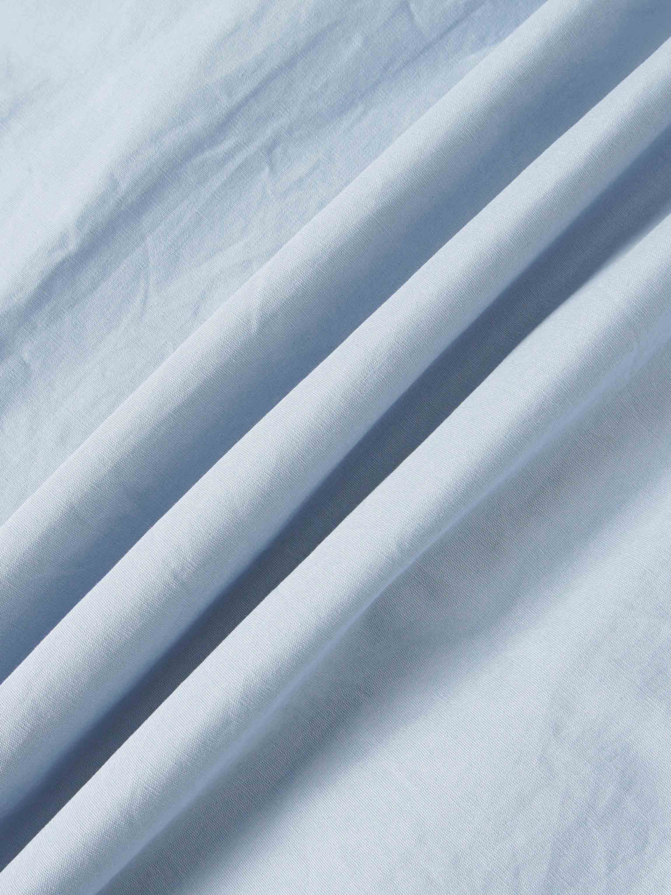 Gathered Drop Waist Yoke Skirt-Light Blue