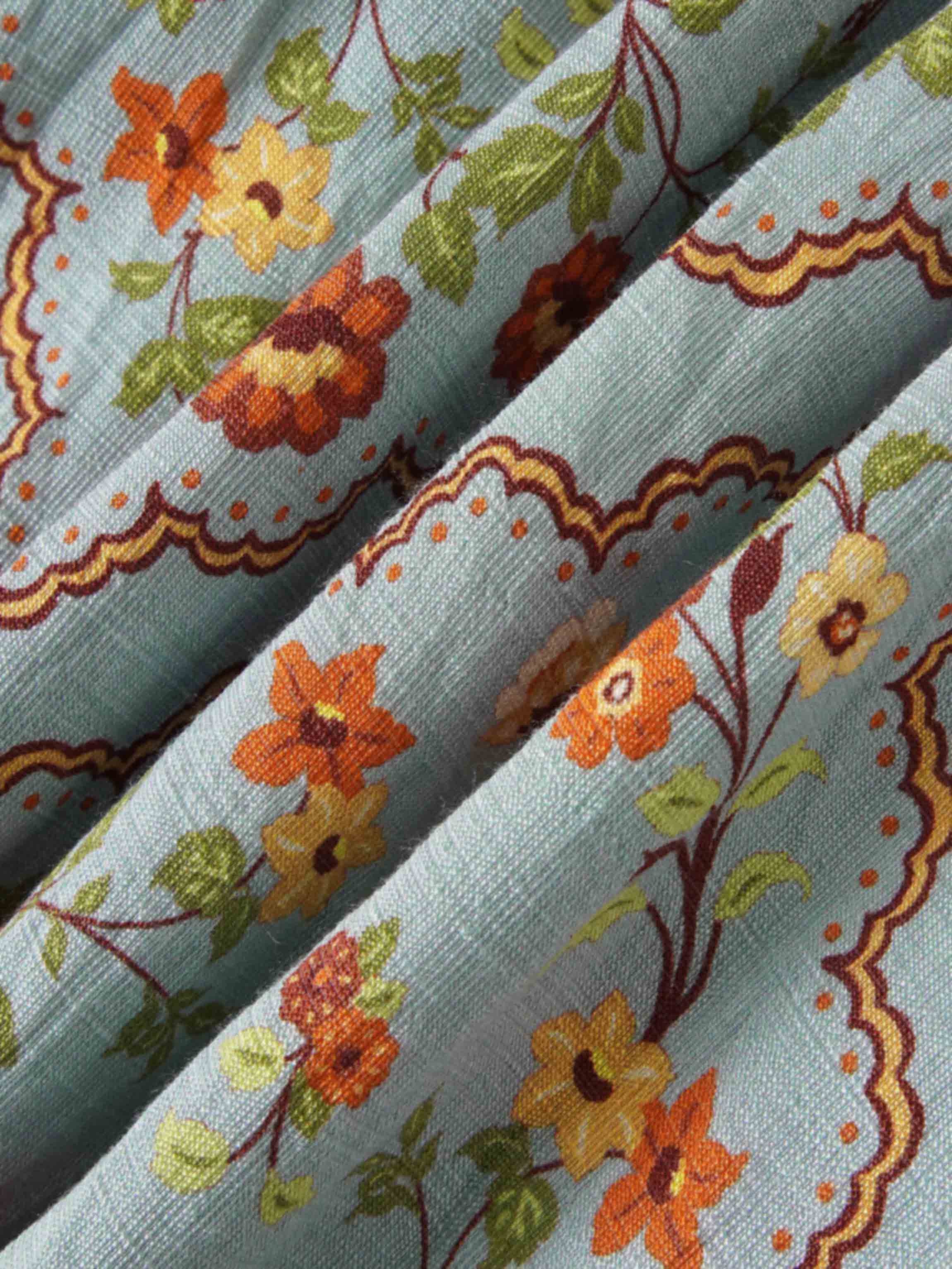 Full Belted Print Skirt-Diamond Floral