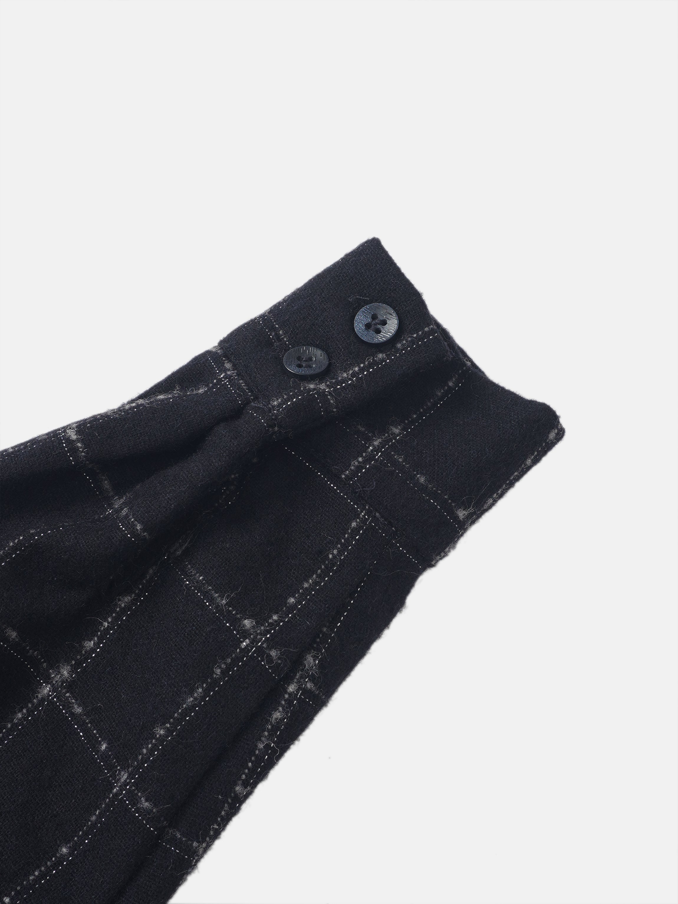 Satin Tie Yoke Dress - Navy Plaid