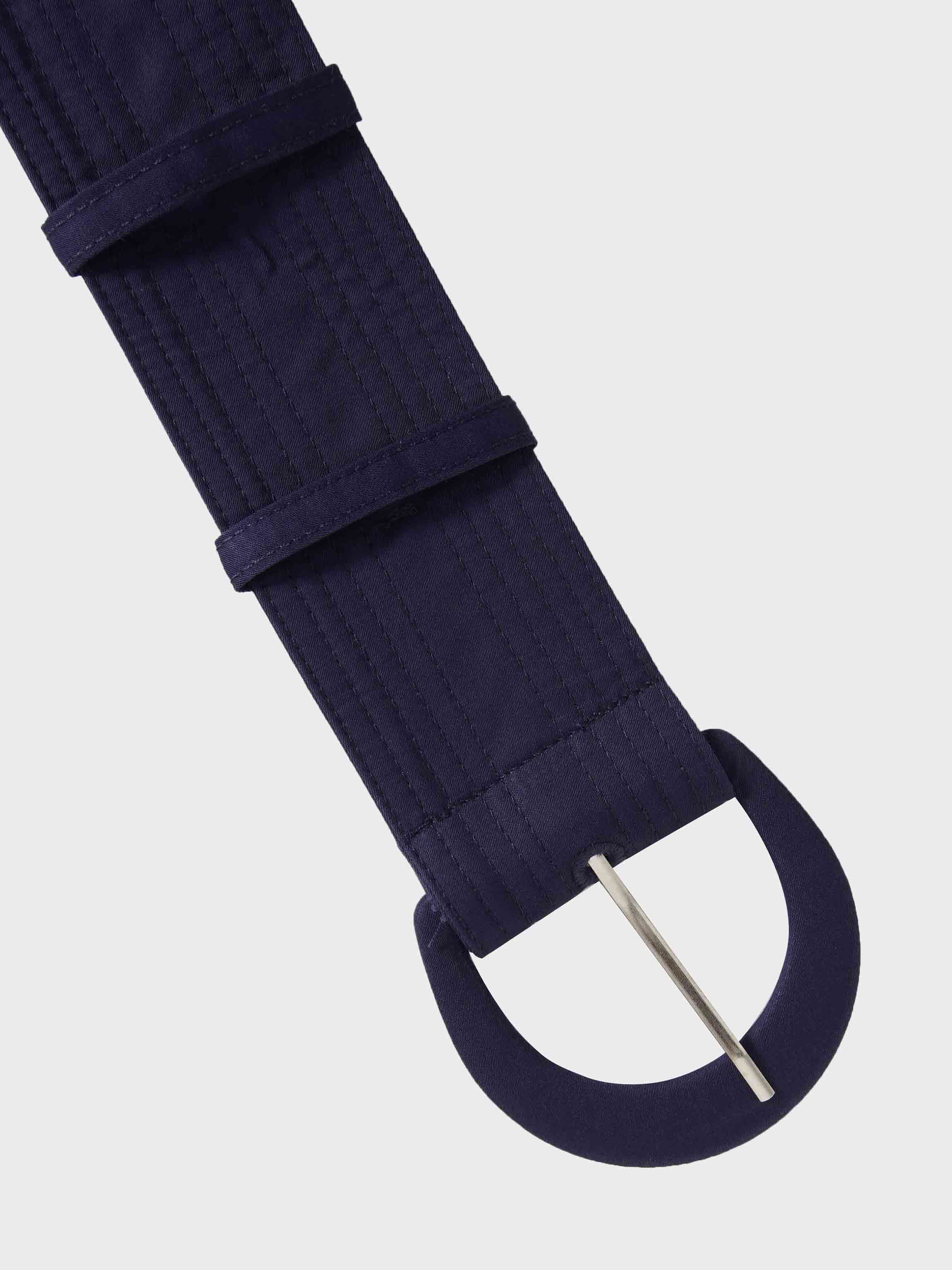 Button Down Belted Jumper-Navy