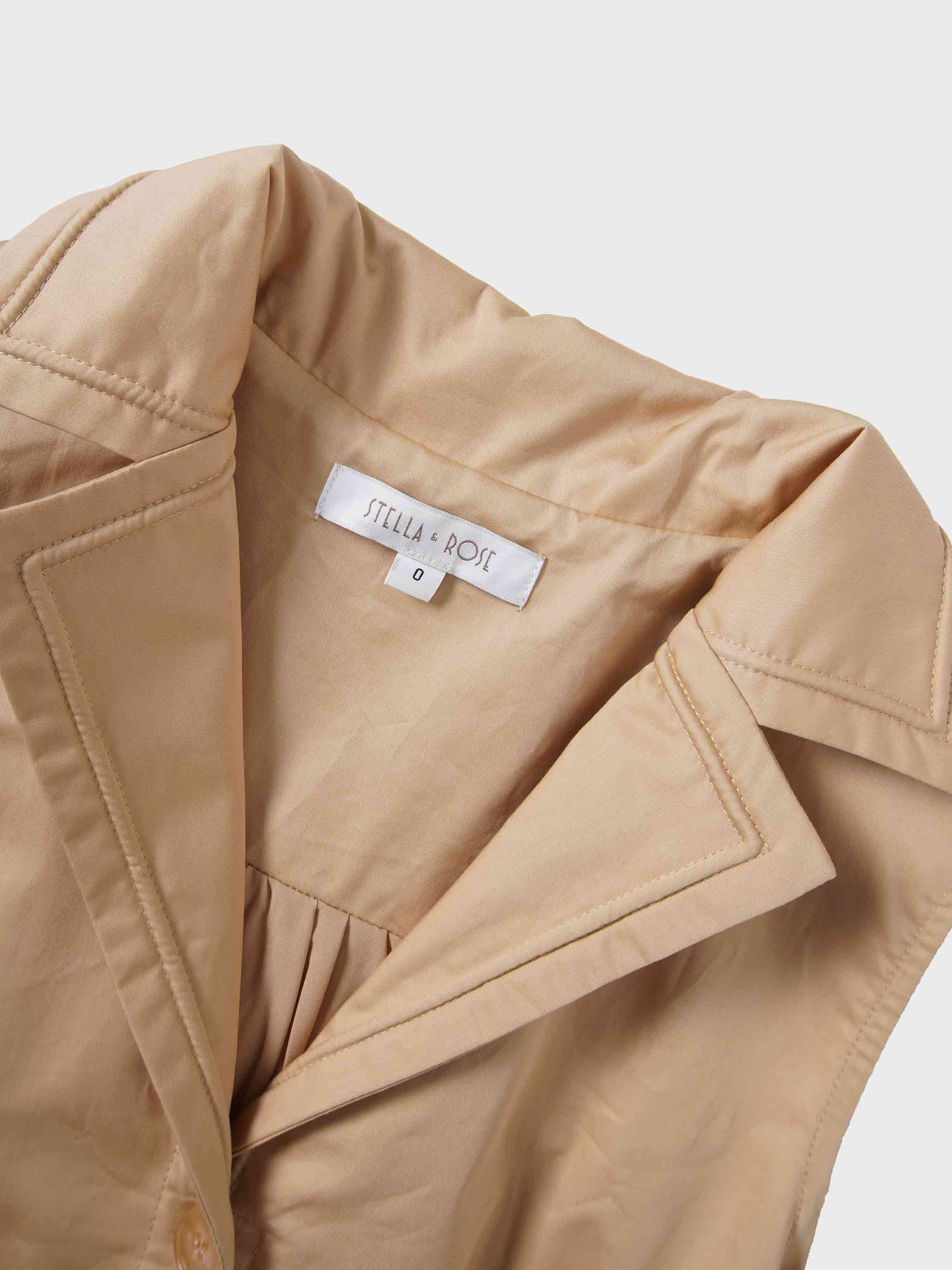 Button Down Belted Jumper-Sand