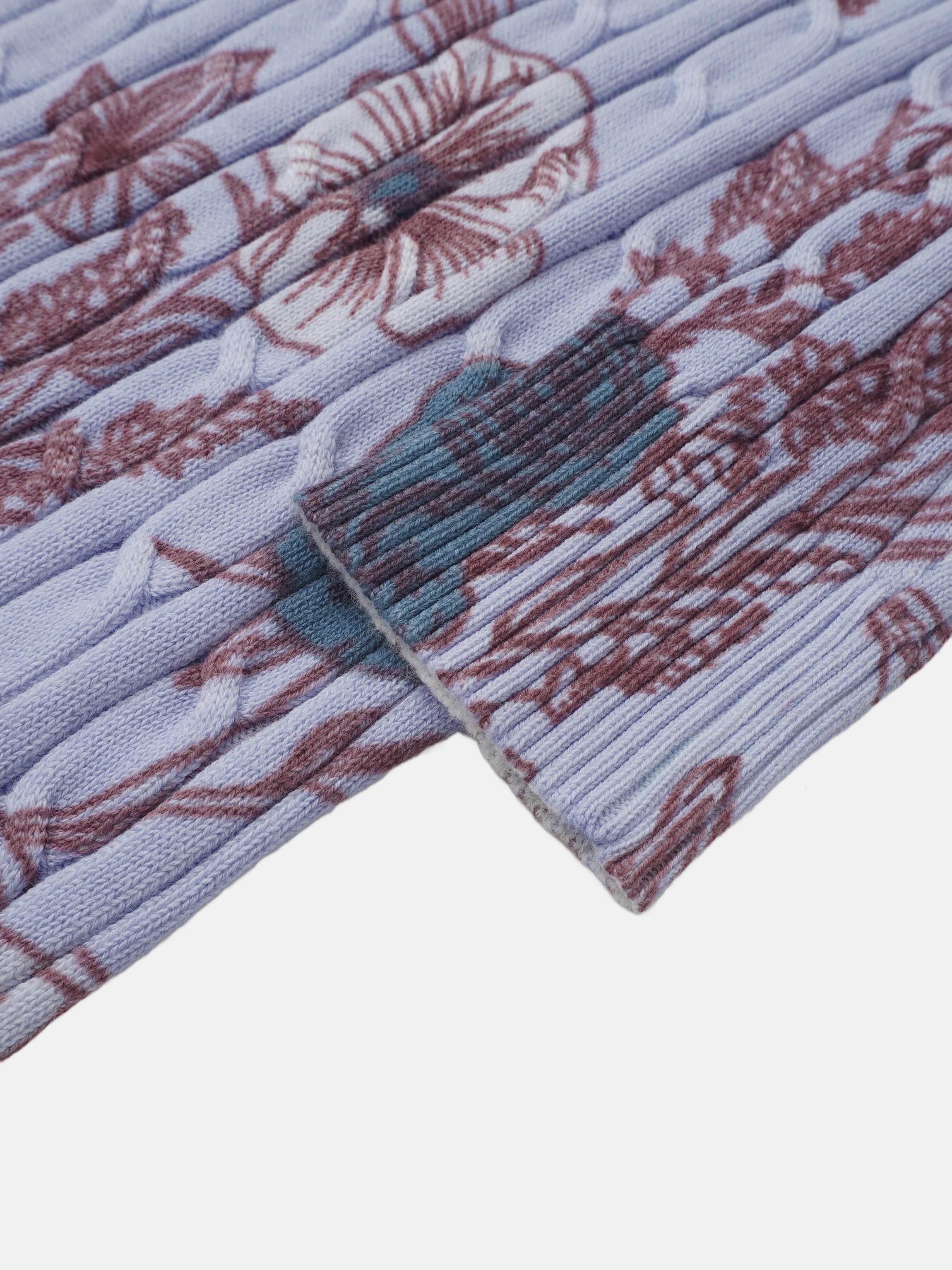 Floral Cable Printed Sweater - Lavender Floral