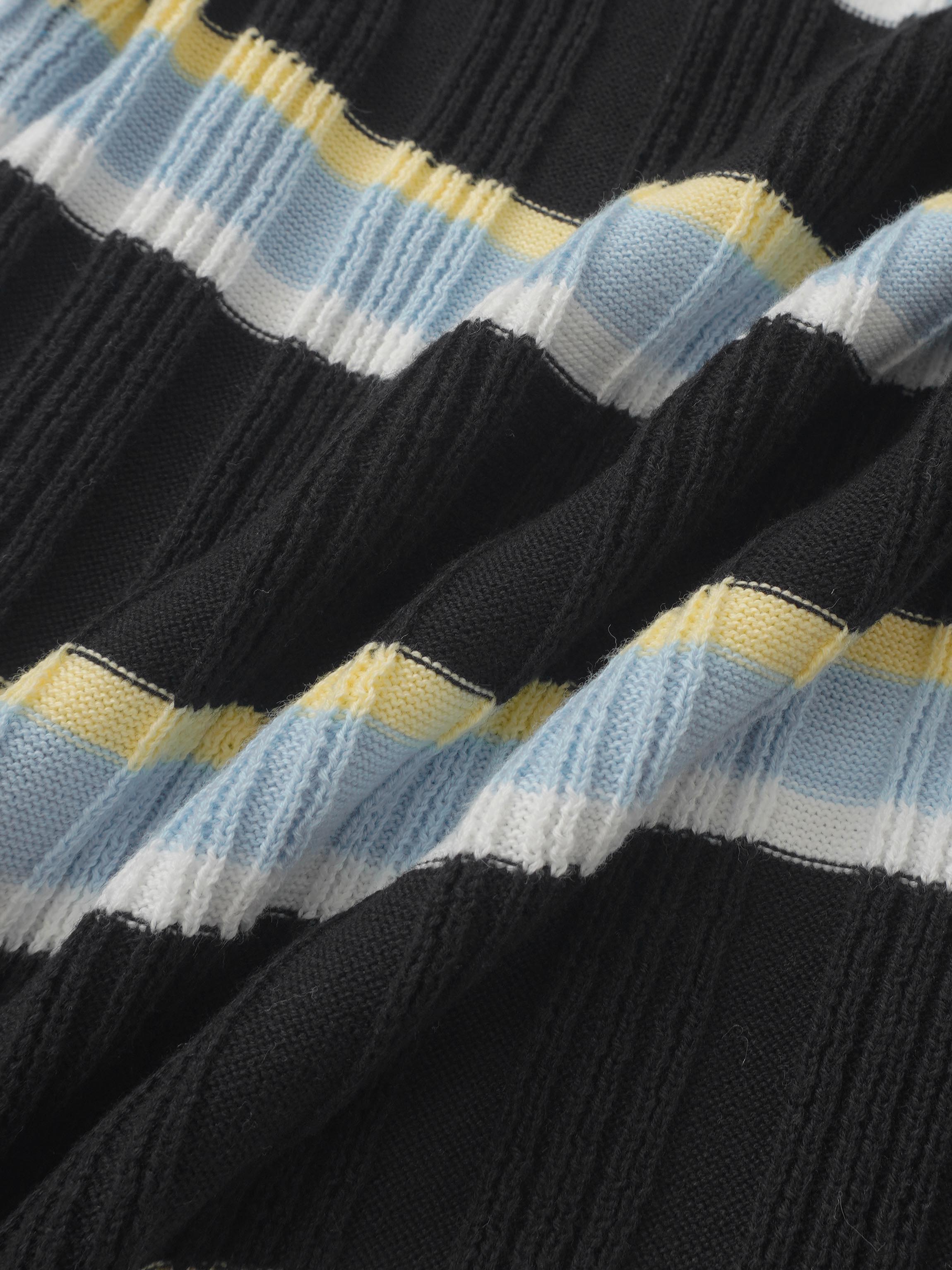 Mixed Ribbed Stripe Sweater - Black