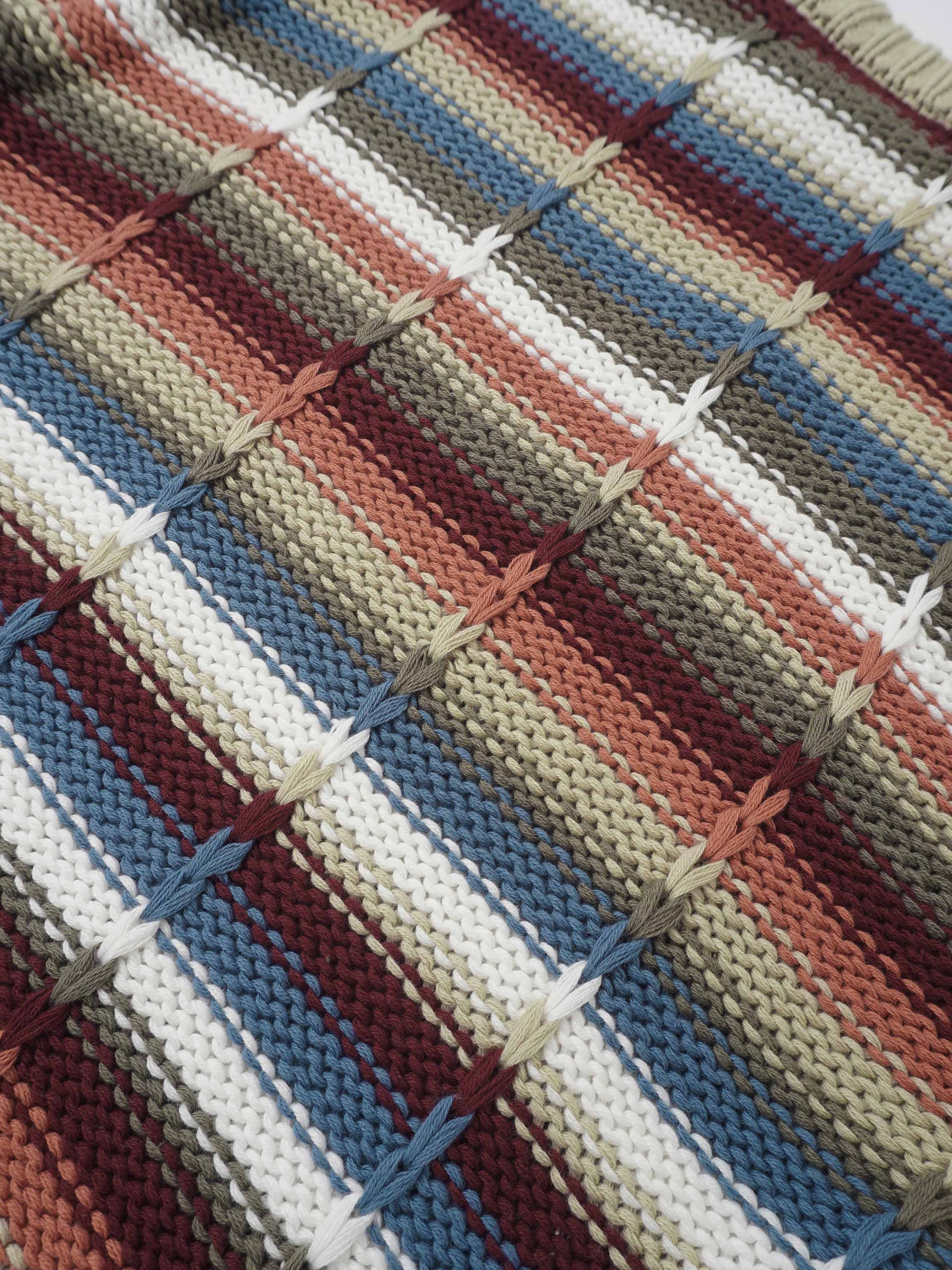 Overstitch Detail Striped Sweater - Multi Color