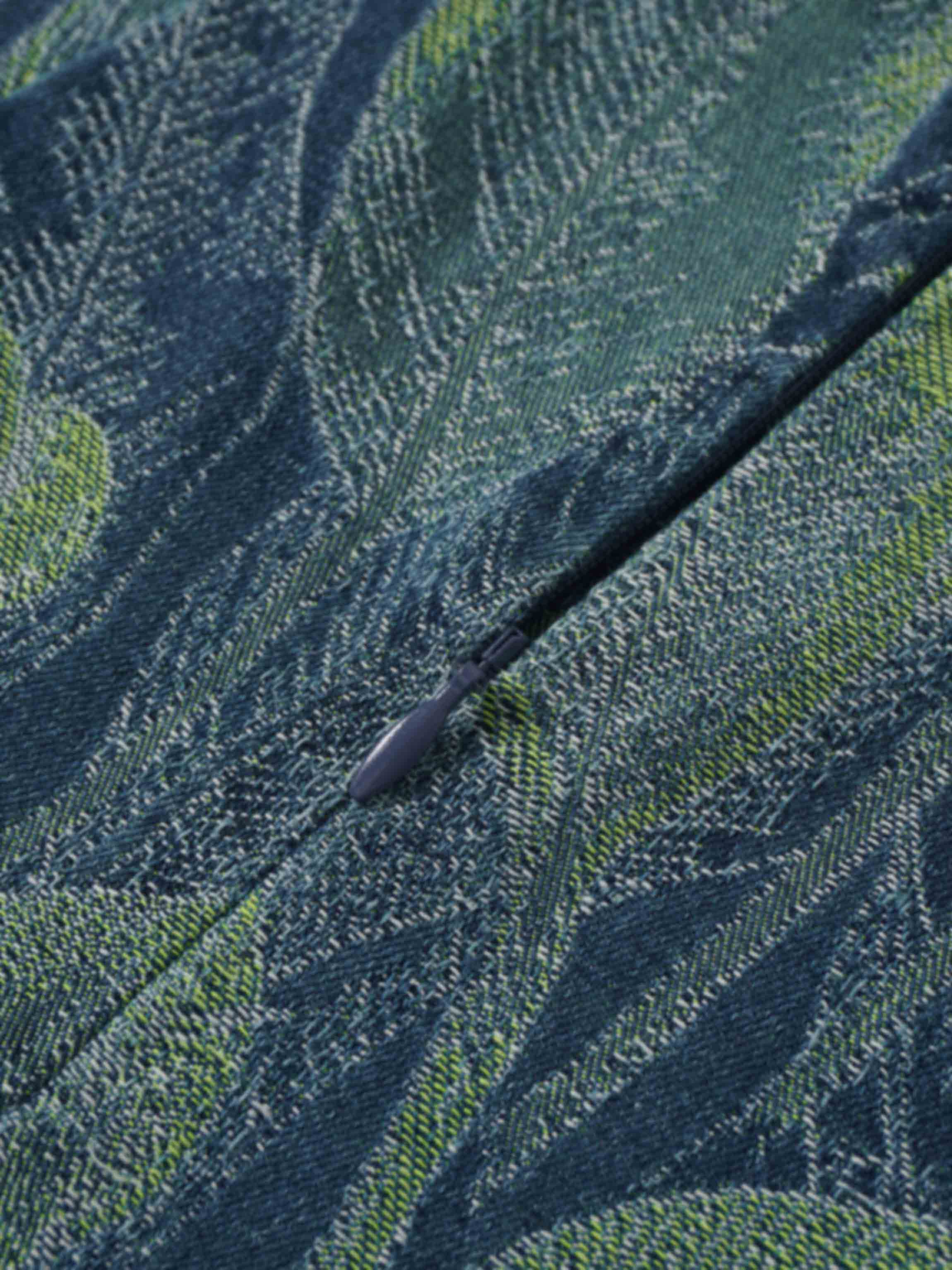 Printed Denim Trumpet Style Skirt-Blue Leaves