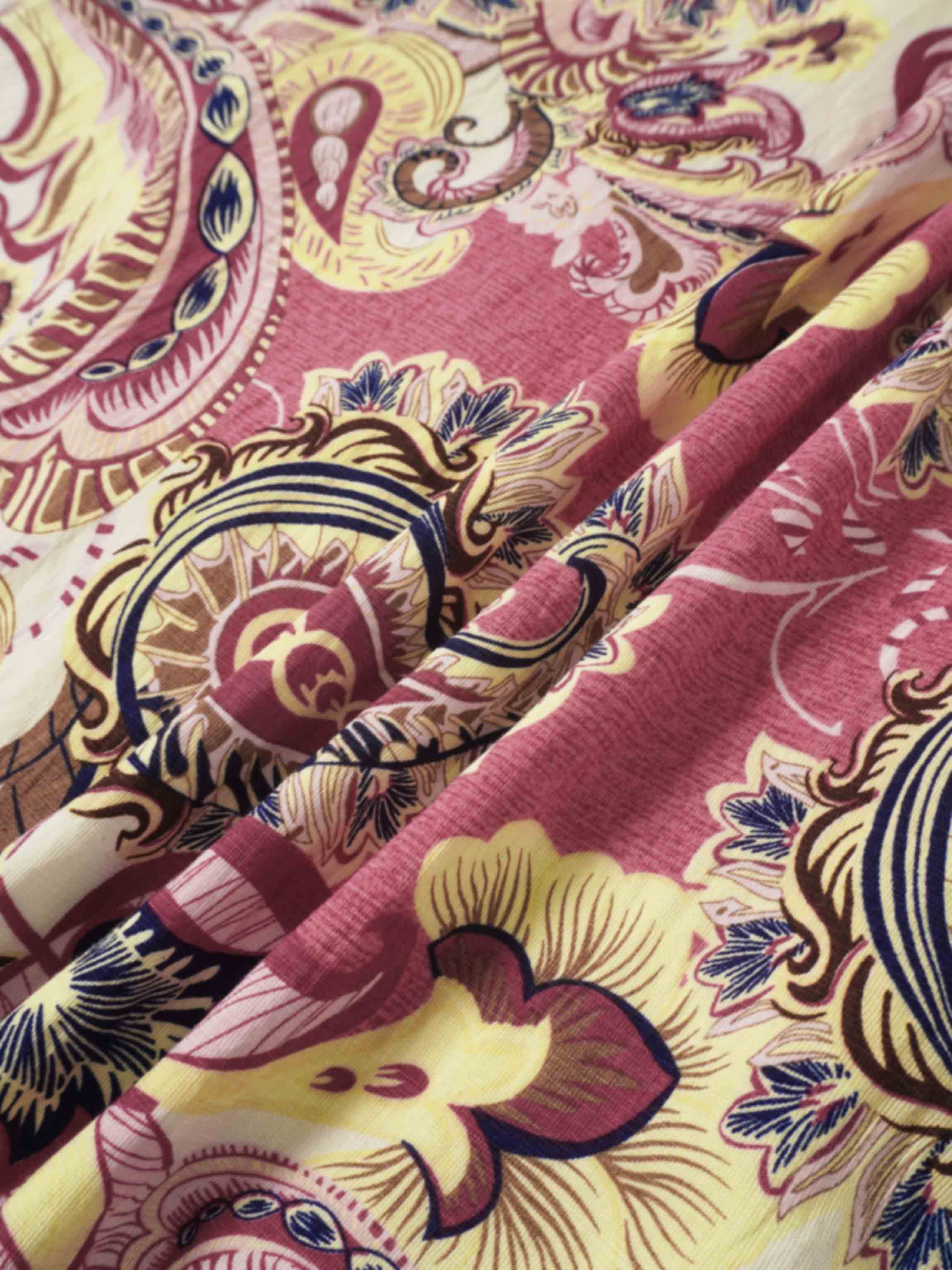 Long Button Down Shirtdress-Coral Paisley