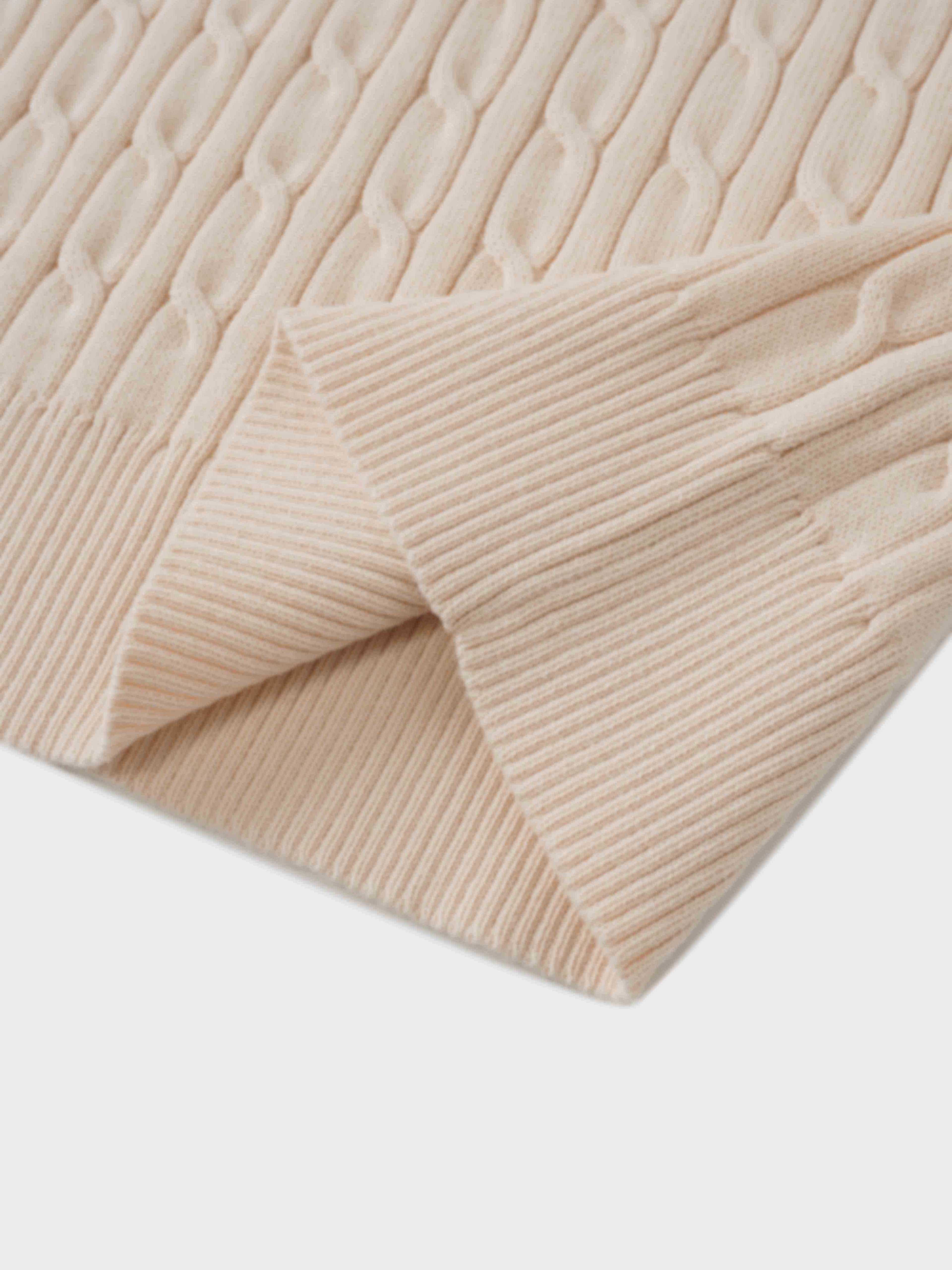 Crew Neck Cable Sweater-Peach