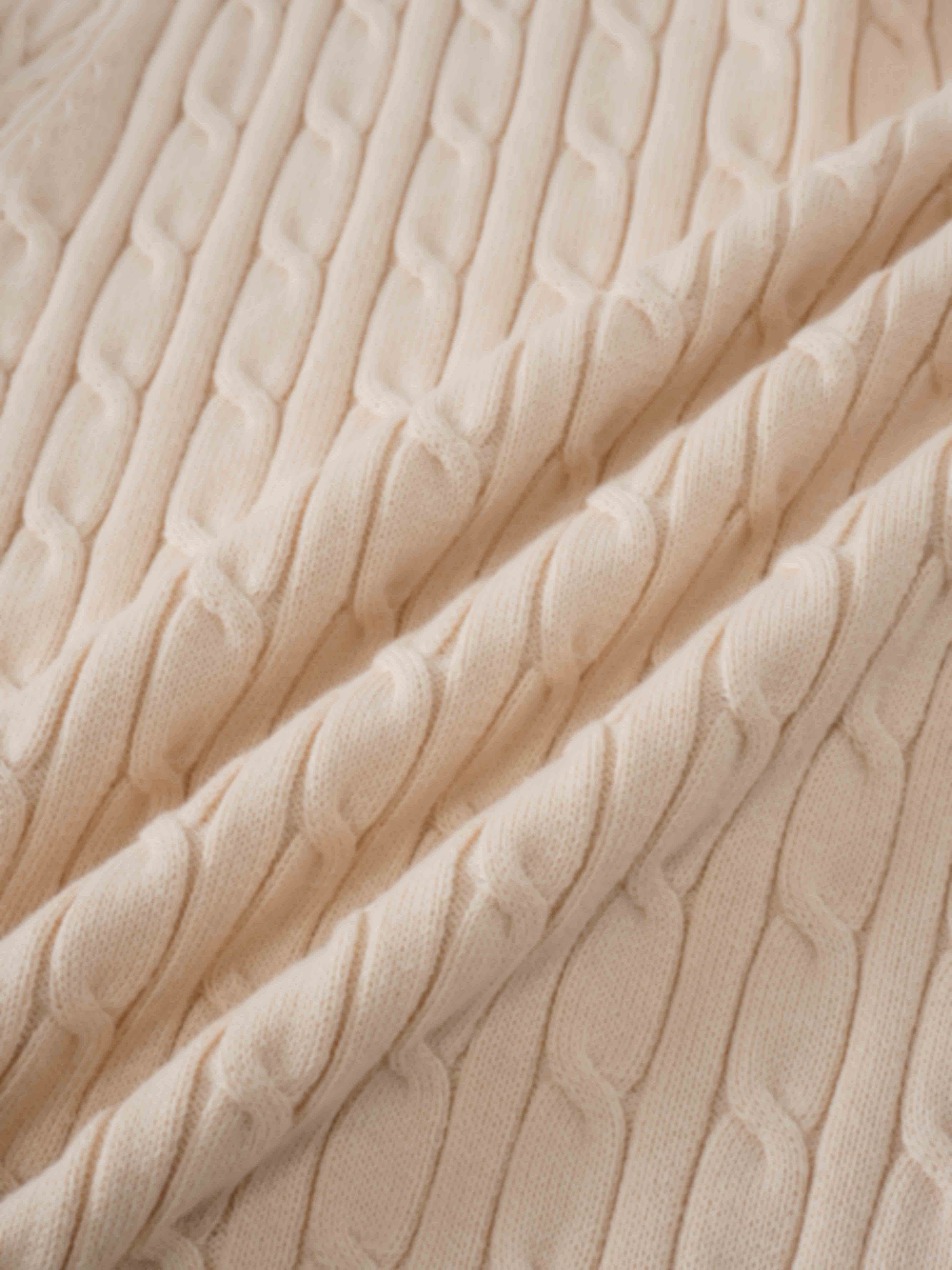 Crew Neck Cable Sweater-Peach