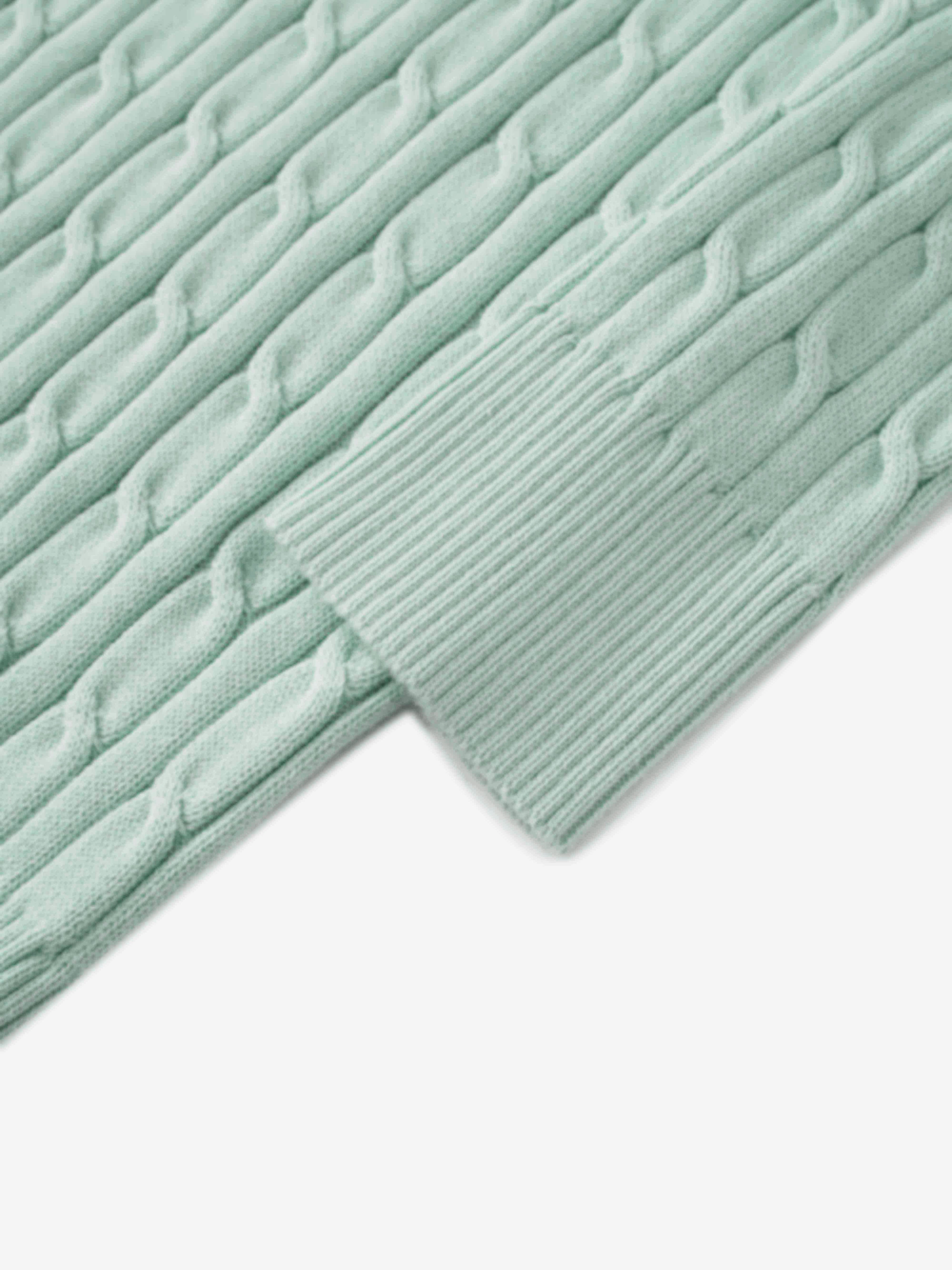 Crew Neck Cable Sweater-Aqua