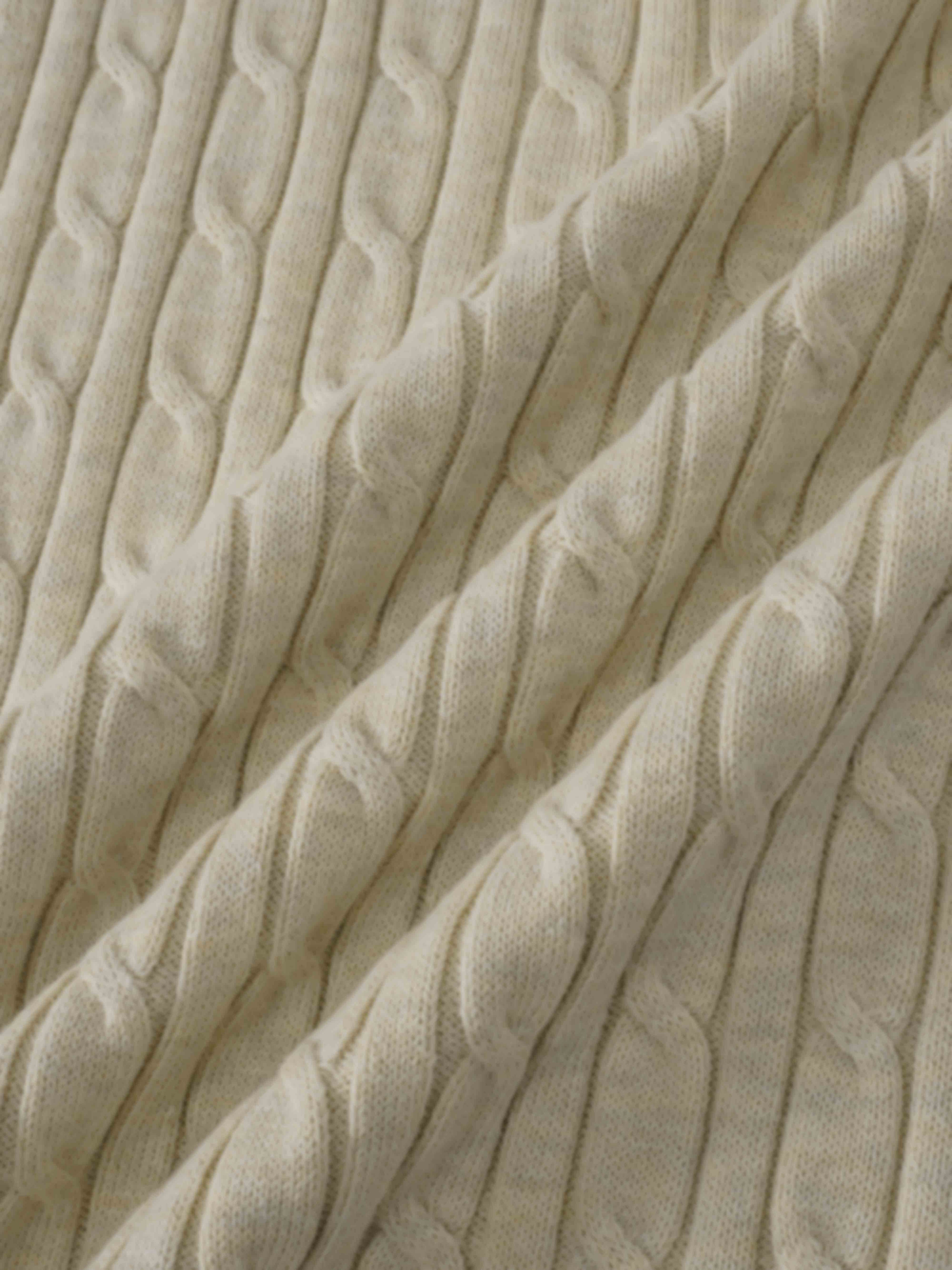 Crew Neck Cable Sweater-Bone