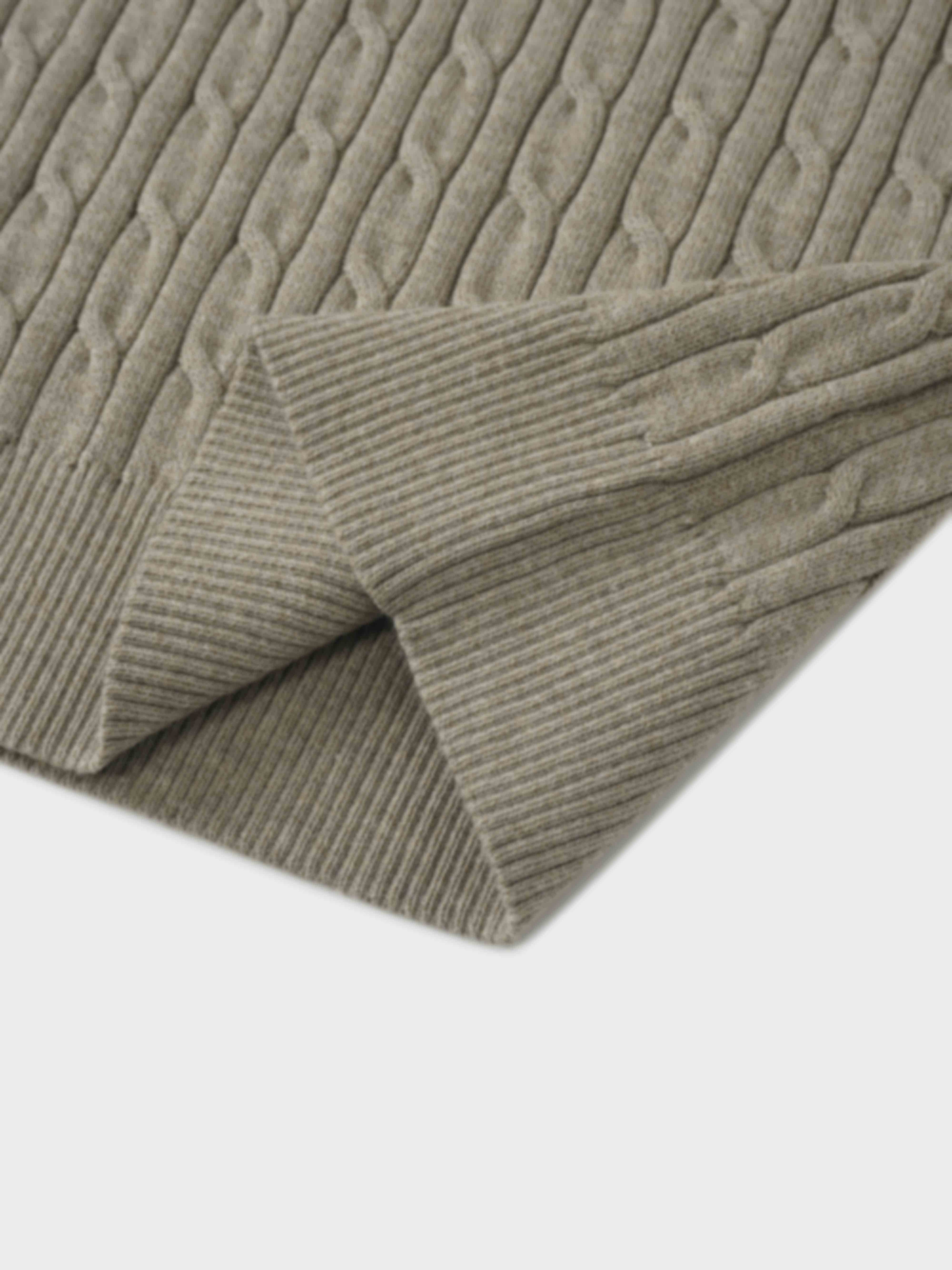 Crew Neck Cable Sweater-Mocha Mousse