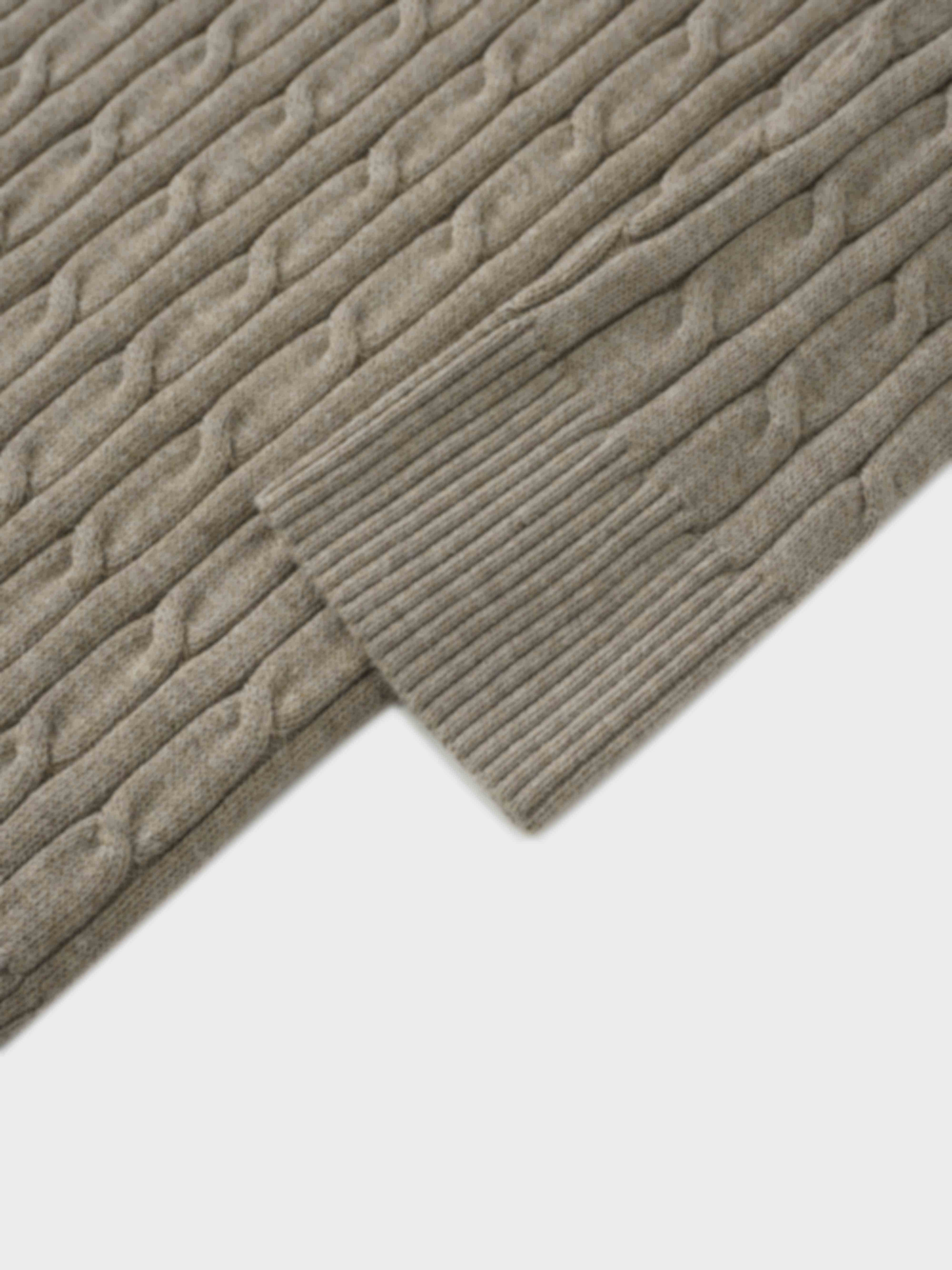 Crew Neck Cable Sweater-Mocha Mousse