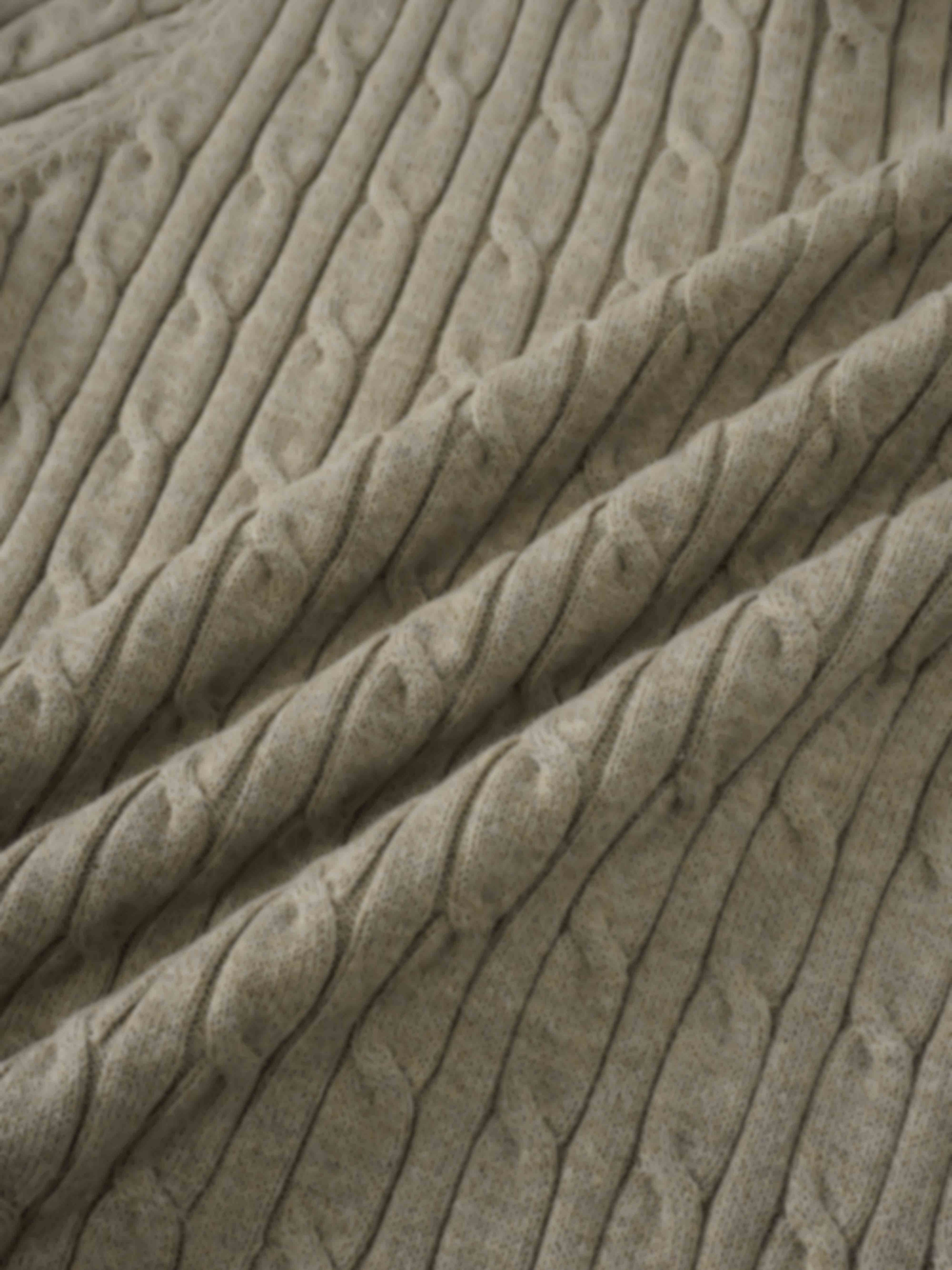 Crew Neck Cable Sweater-Mocha Mousse