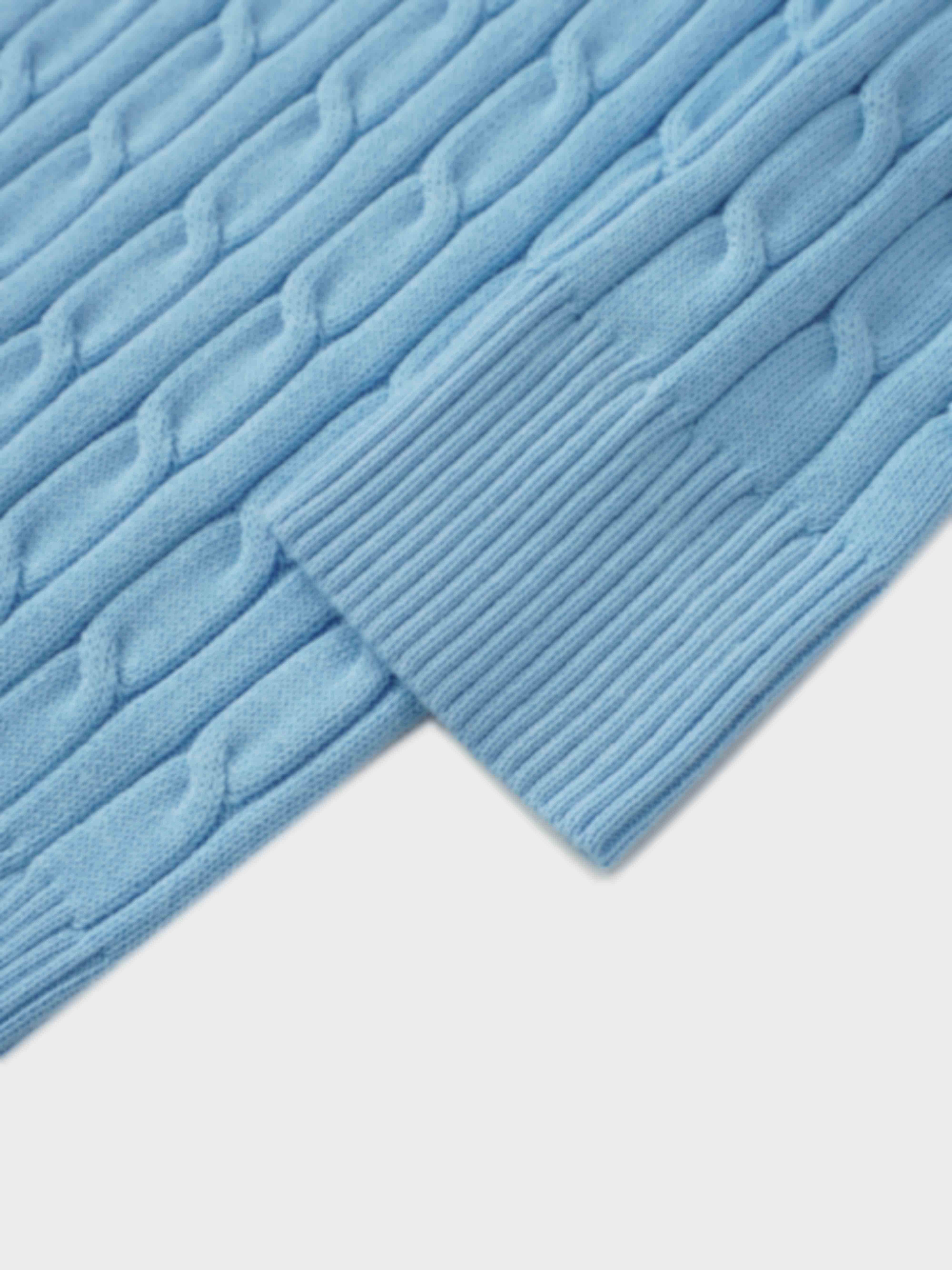Crew Neck Cable Sweater-Light Blue