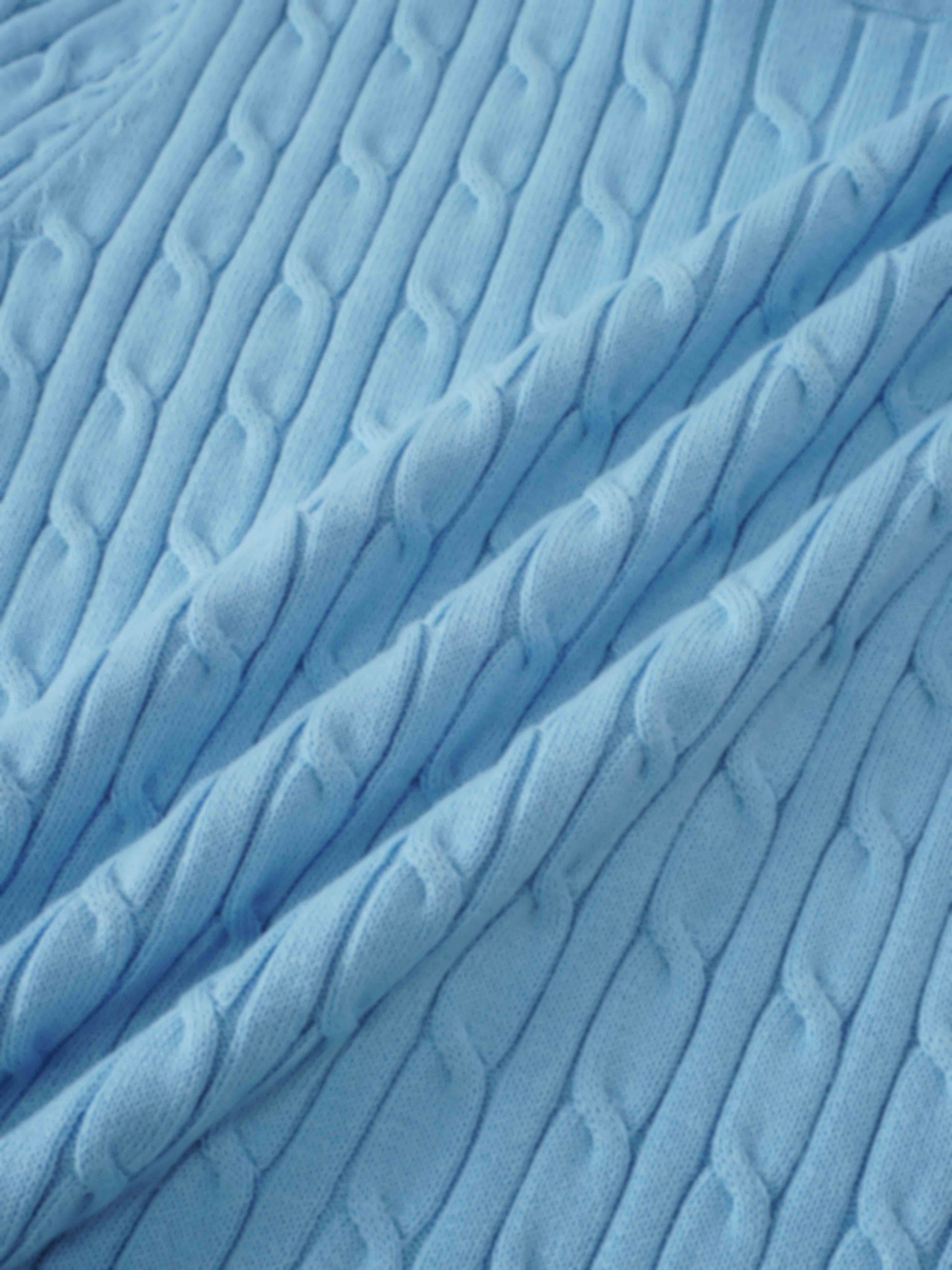 Crew Neck Cable Sweater-Light Blue