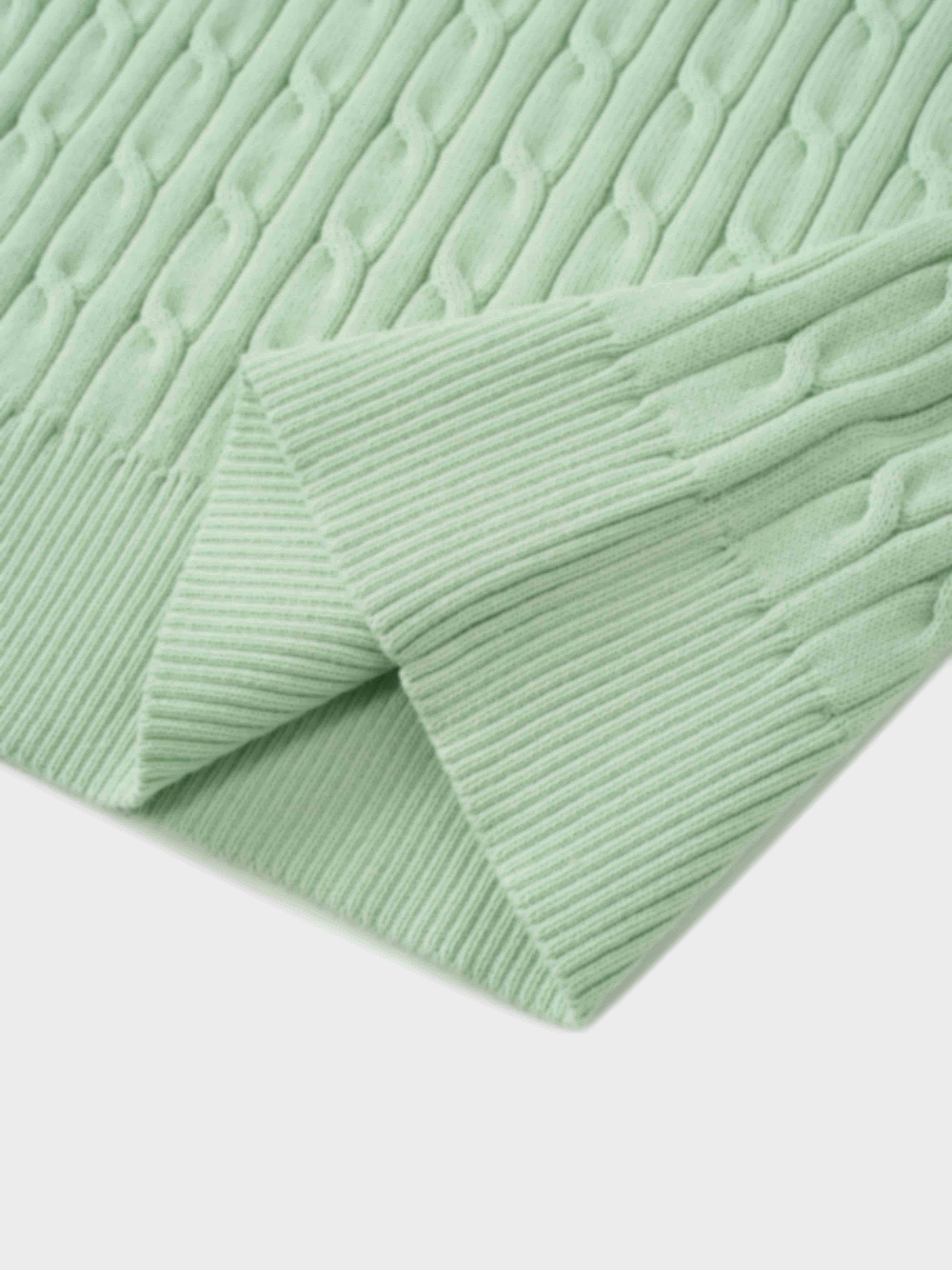Crew Neck Cable Sweater-Mint
