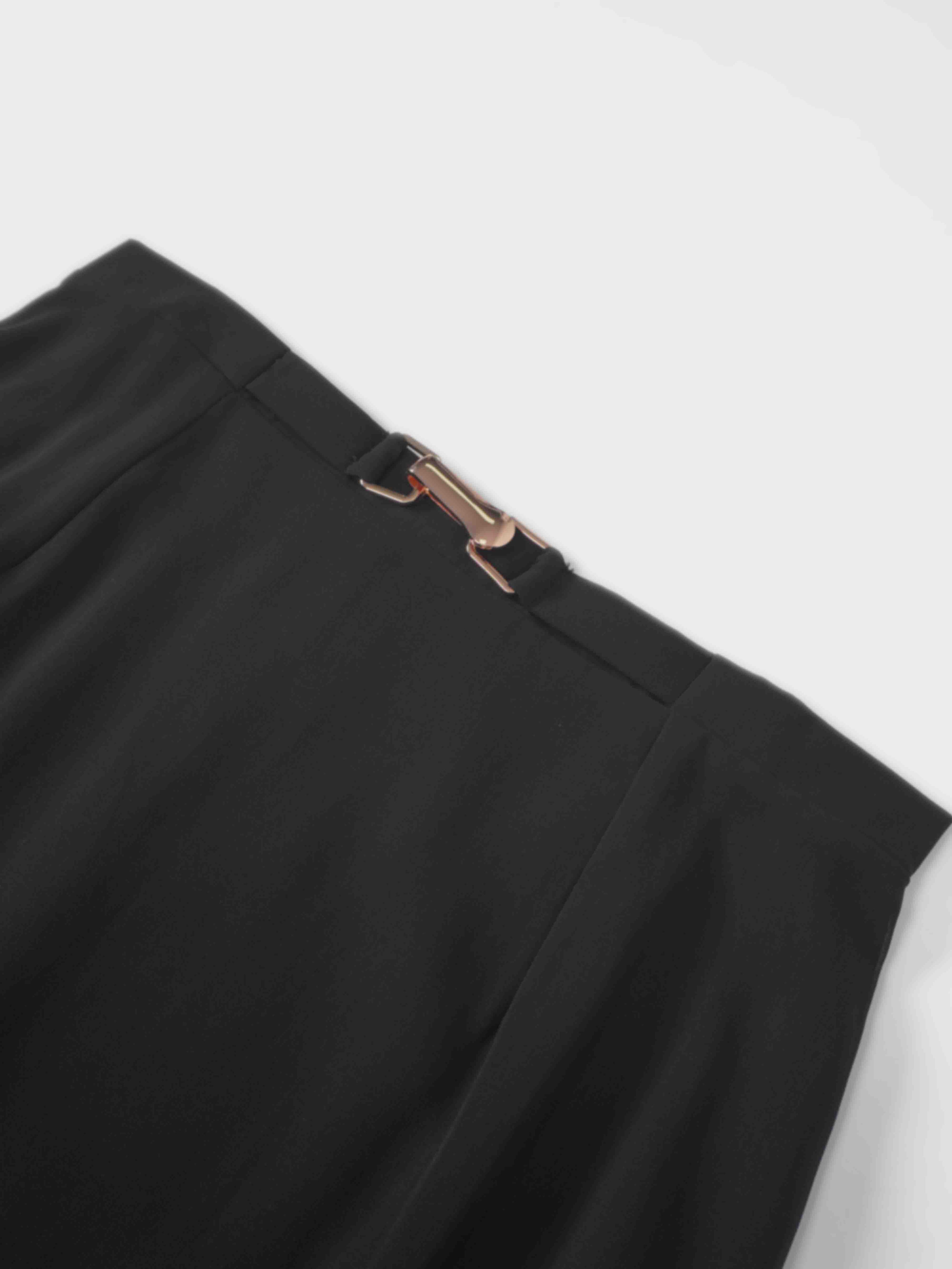 Chiffon Elongated Side Skirt-Black