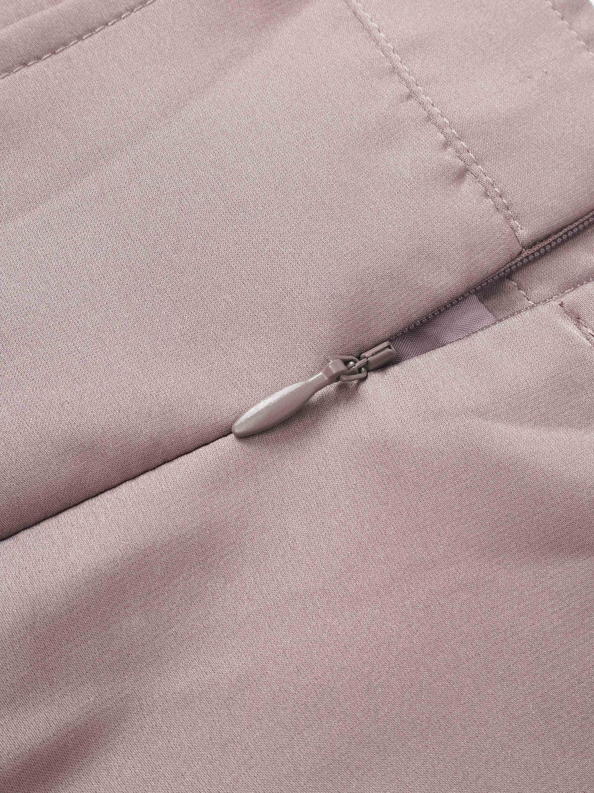 Yoke Stitched Faux Satin Skirt - Mauve