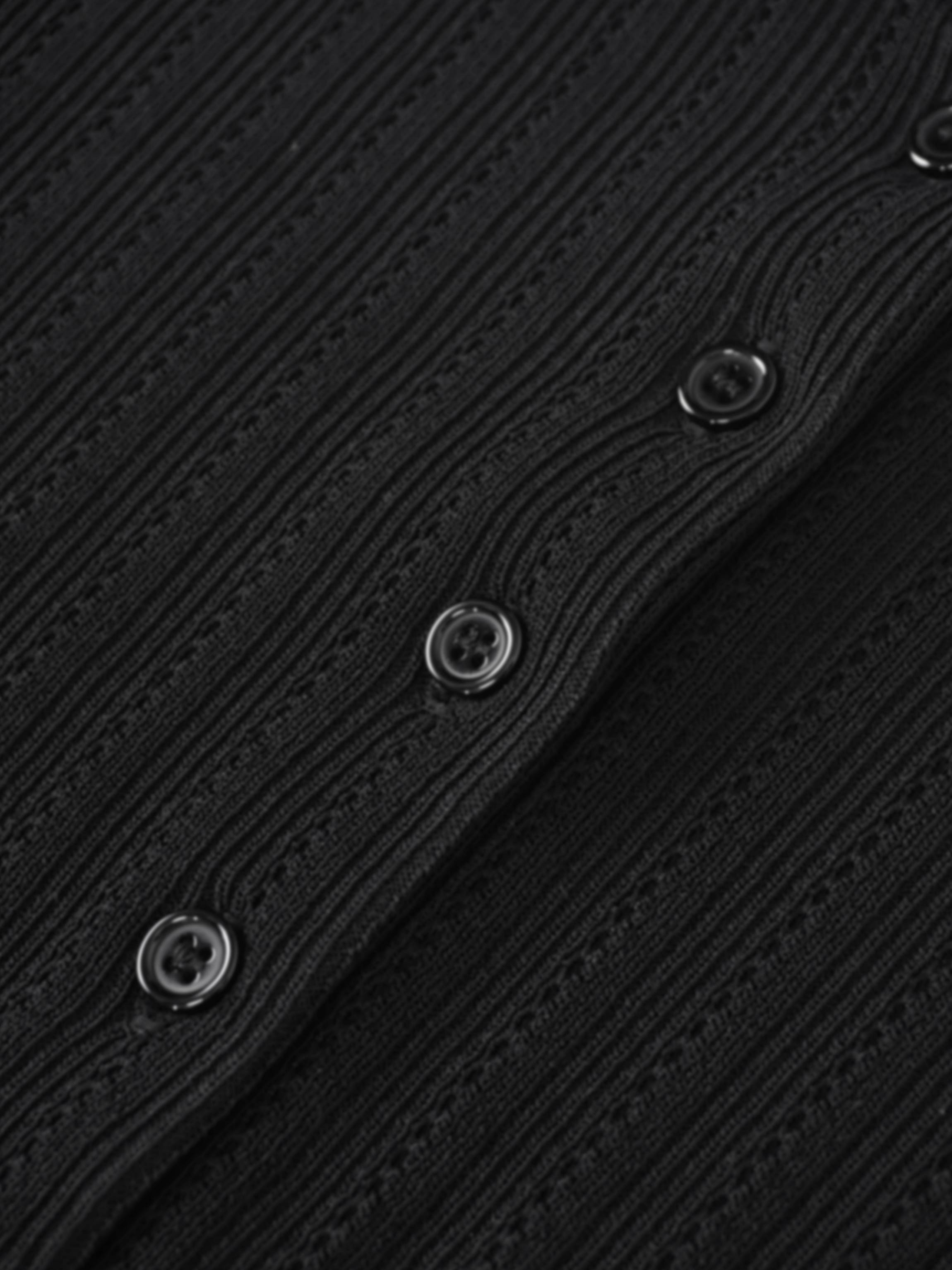 Wide Band Pointelle Sweater-Black