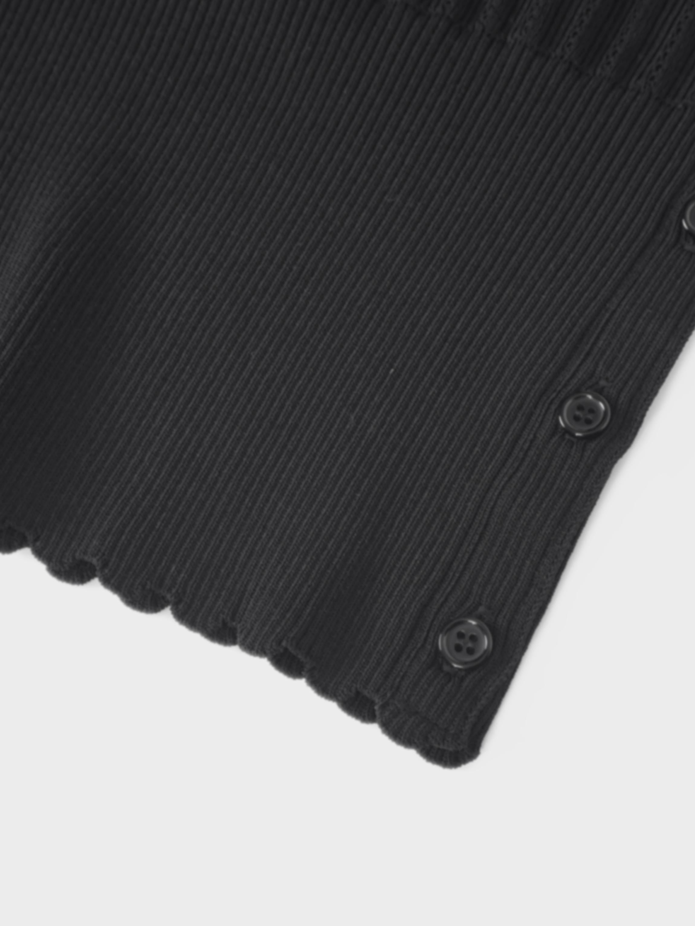 Wide Band Pointelle Sweater-Black