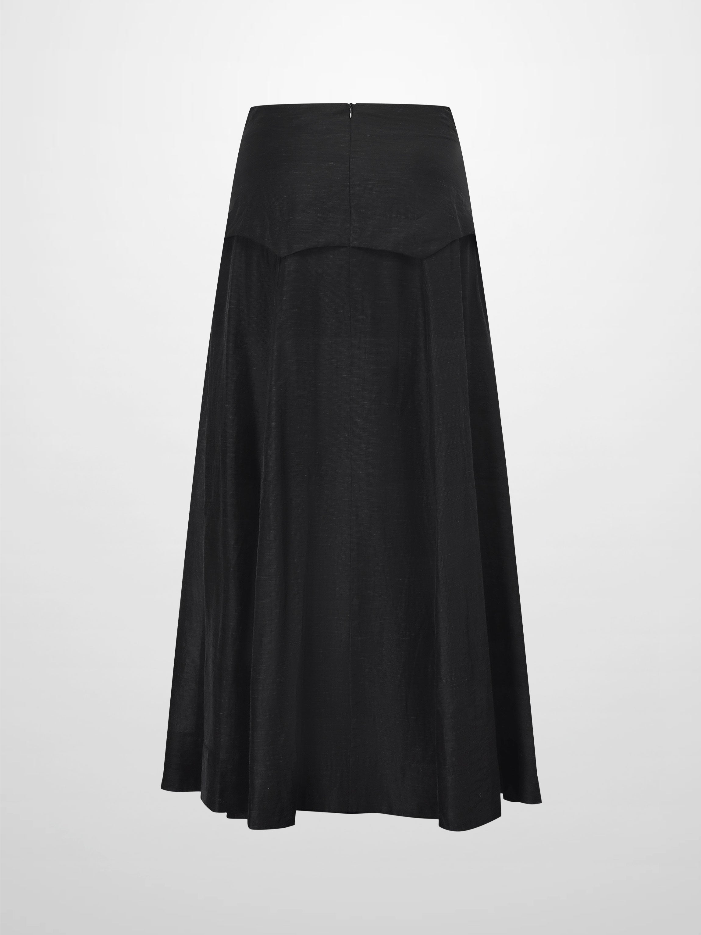 Pointed Yoke Dress Skirt-Black
