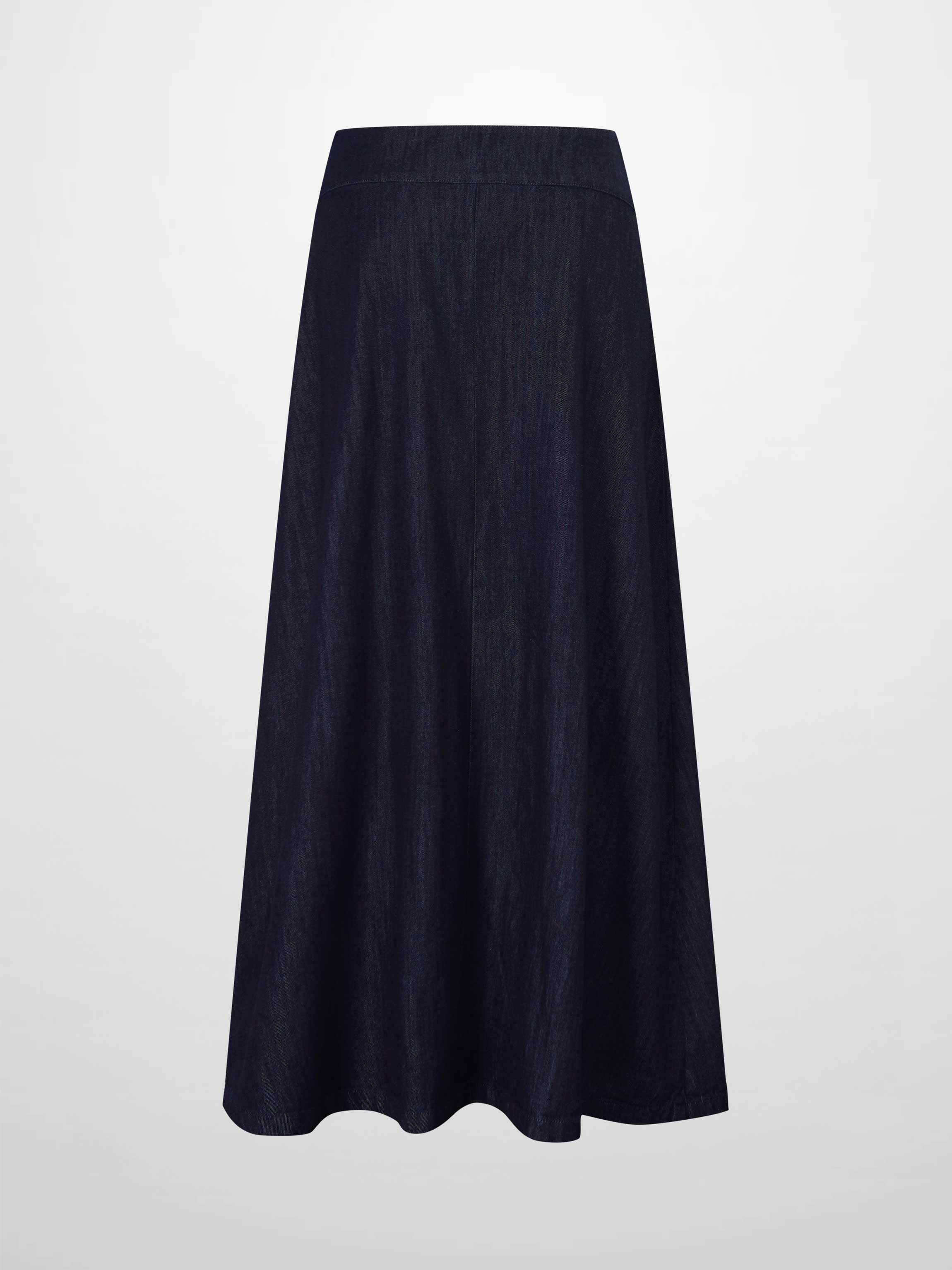 Inverted Yoke Pleat Skirt-Dark Blue