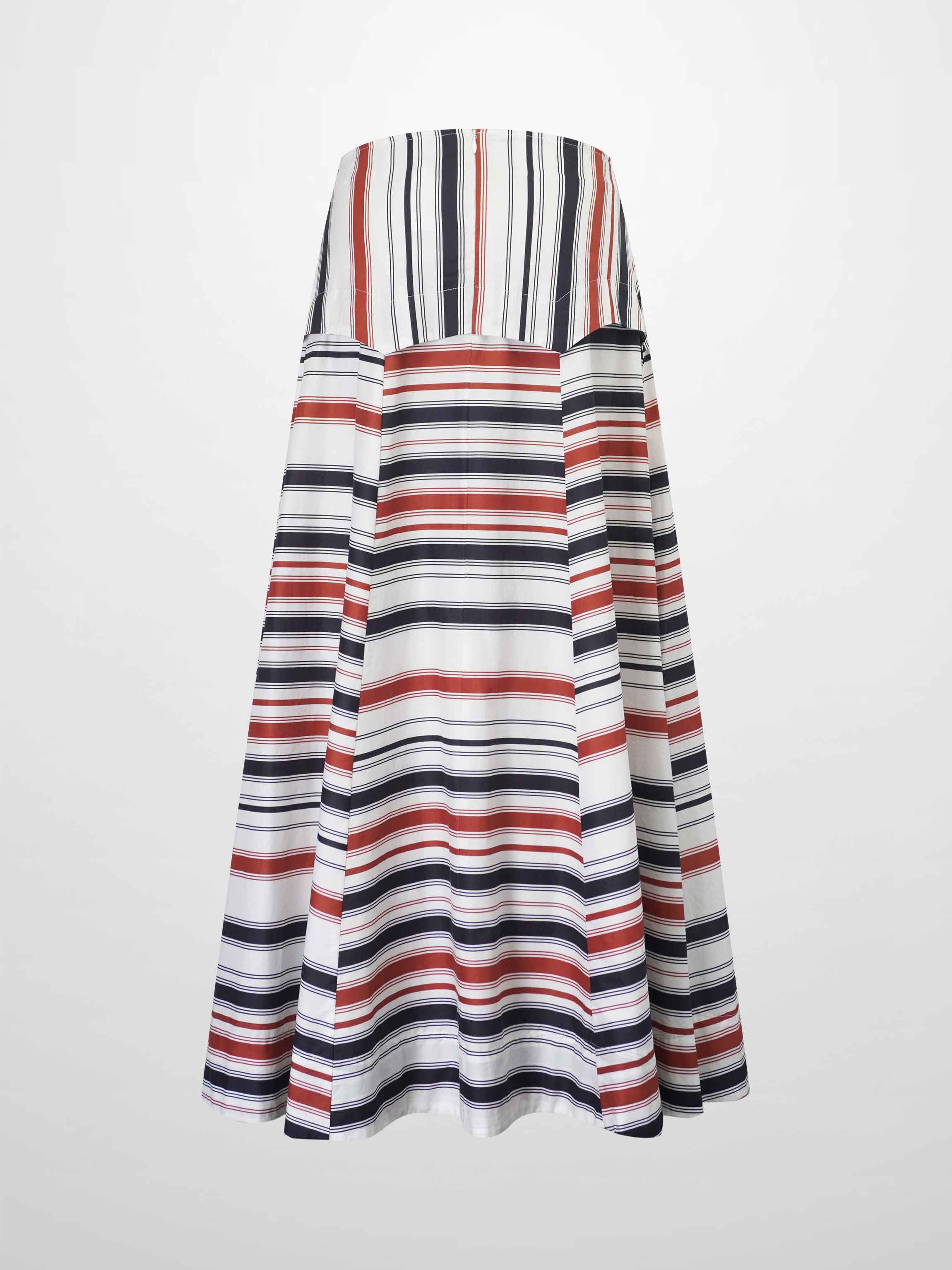 Pointed Yoke Skirt-Multi Stripe