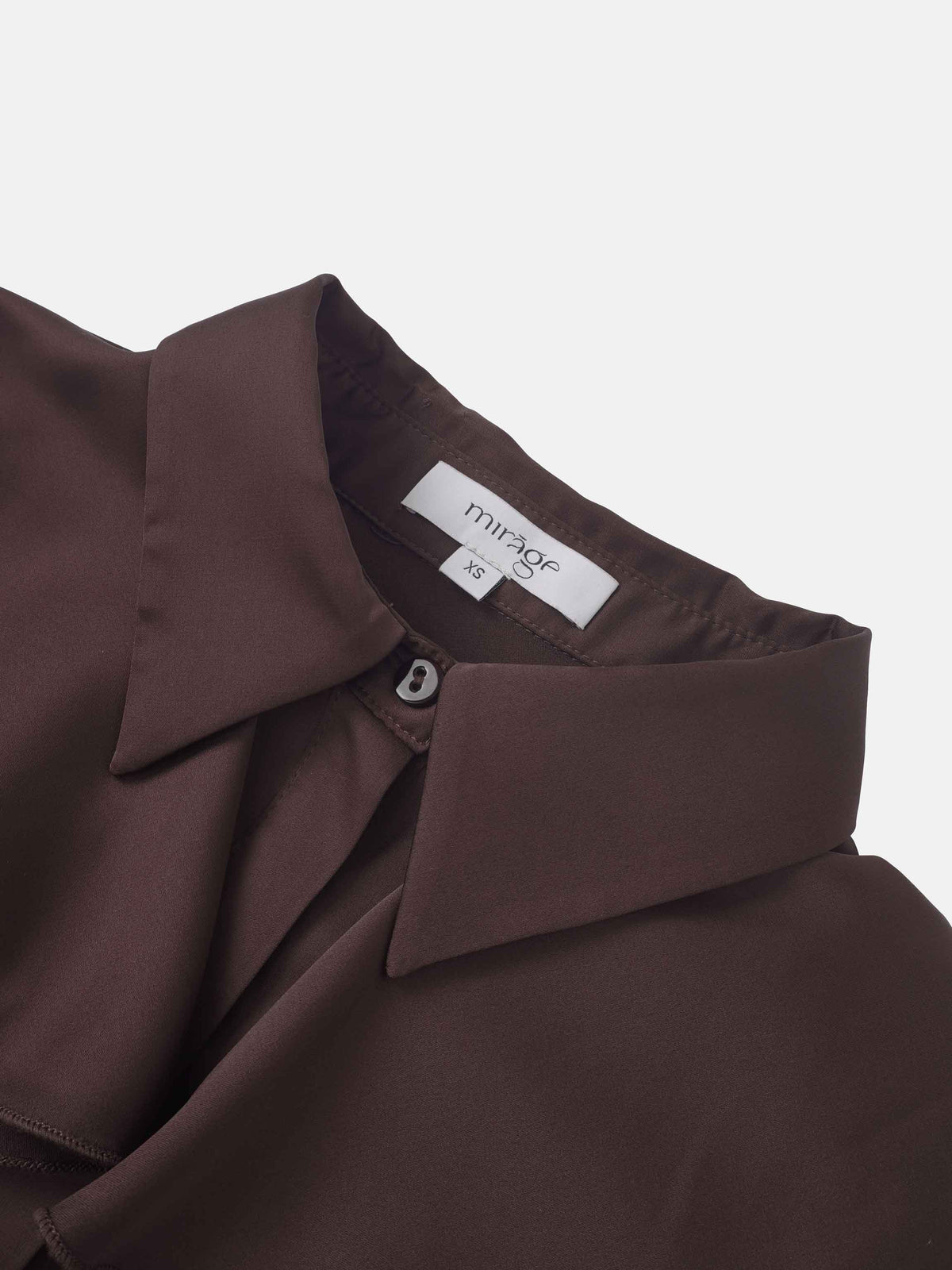 Double Ruffle Faux Satin Blouse - Wine