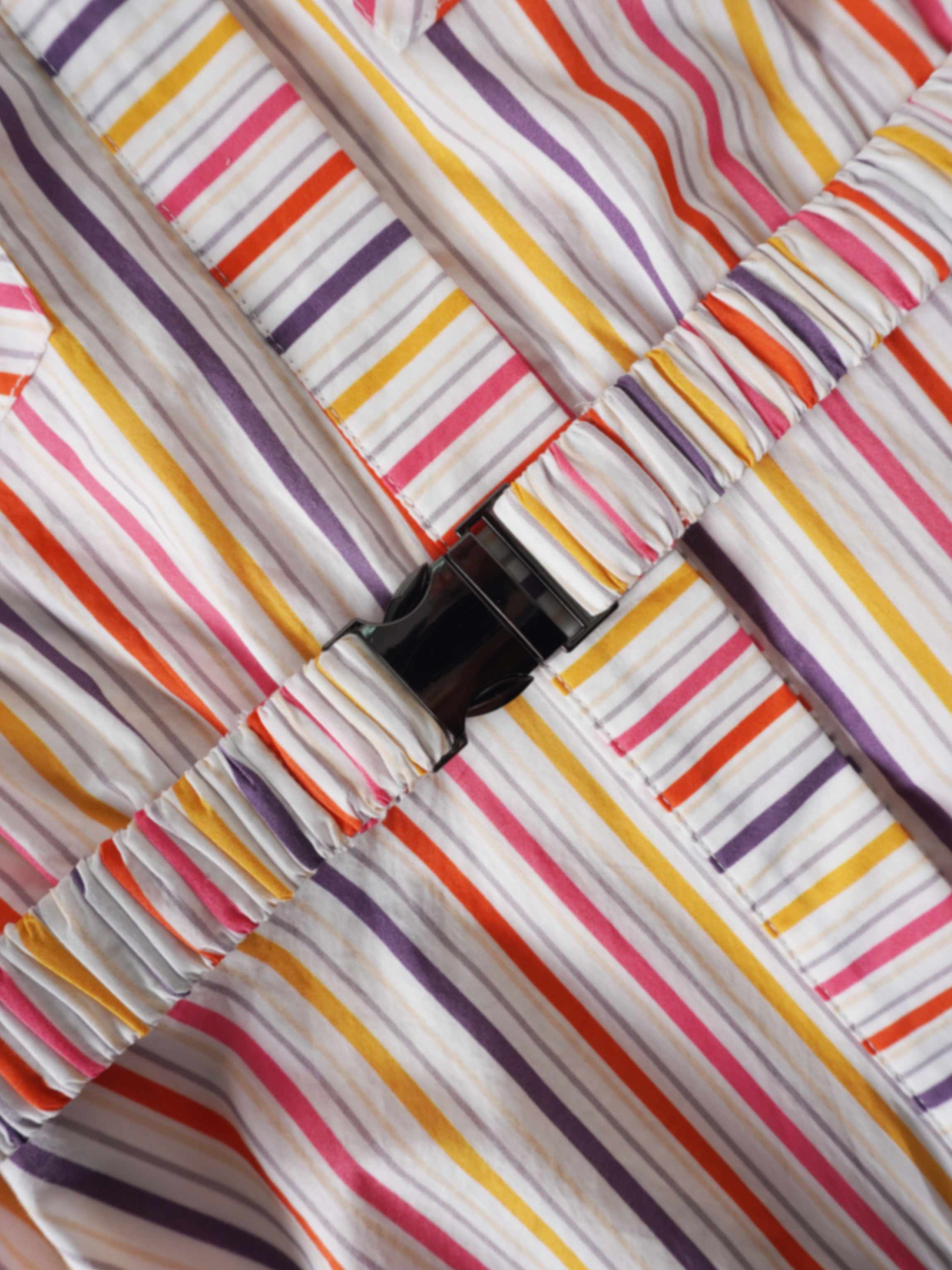 Belted Wide Sleeve Dress-Colored Stripe