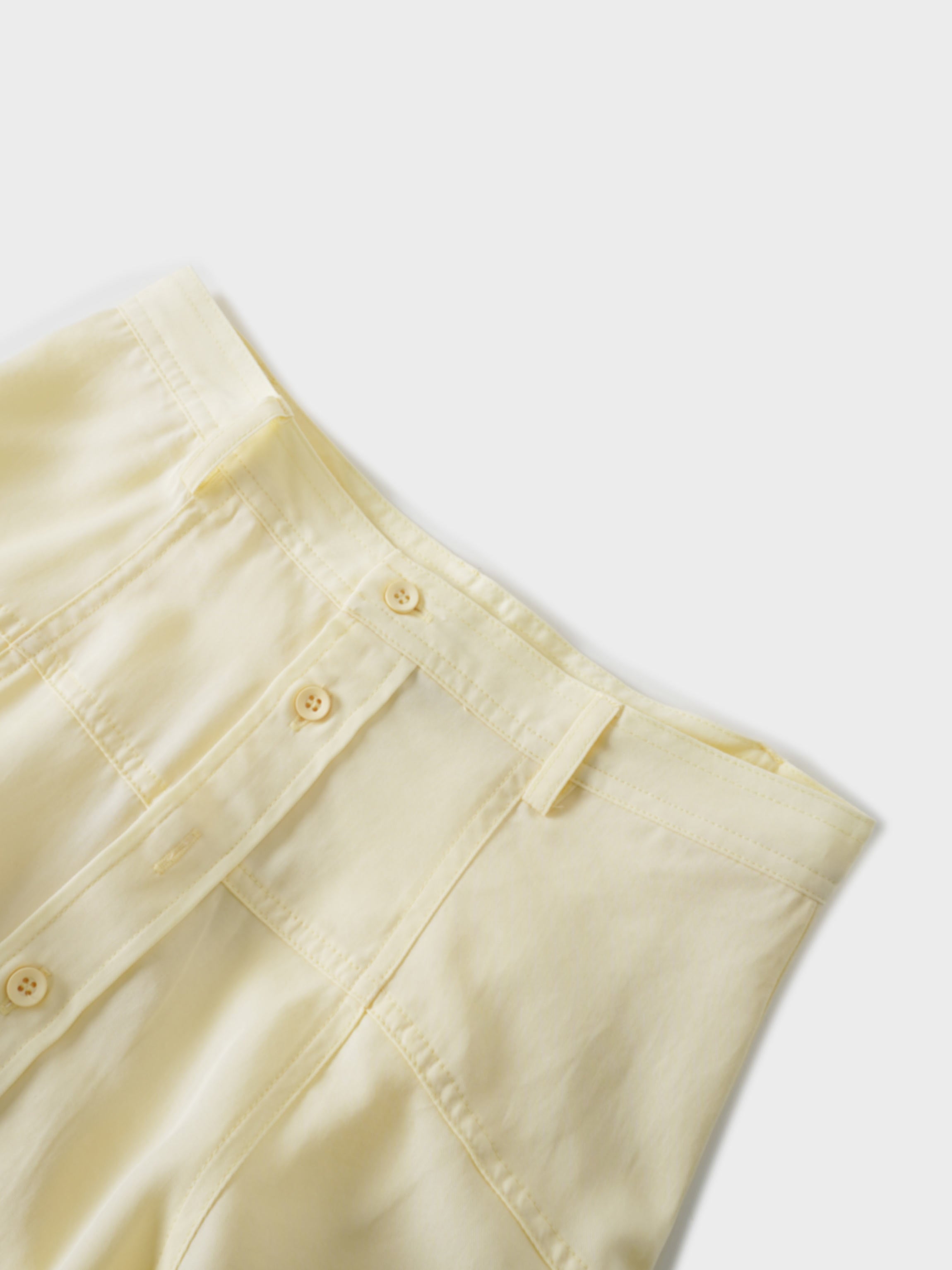 Tencel Yoke Button Down Skirt-Butter Yellow