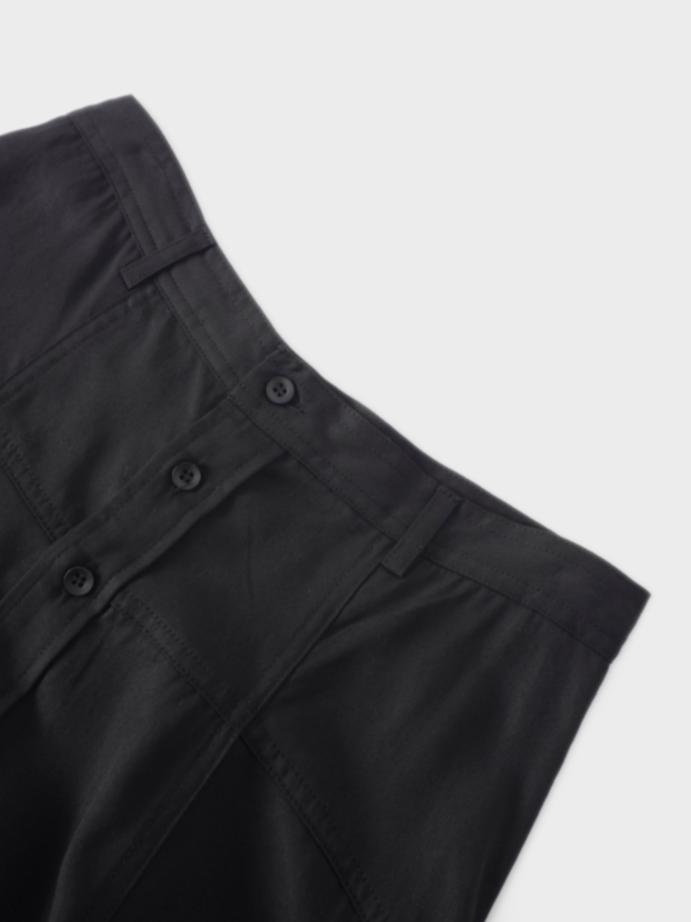 Tencel Yoke Button Down Skirt-Black