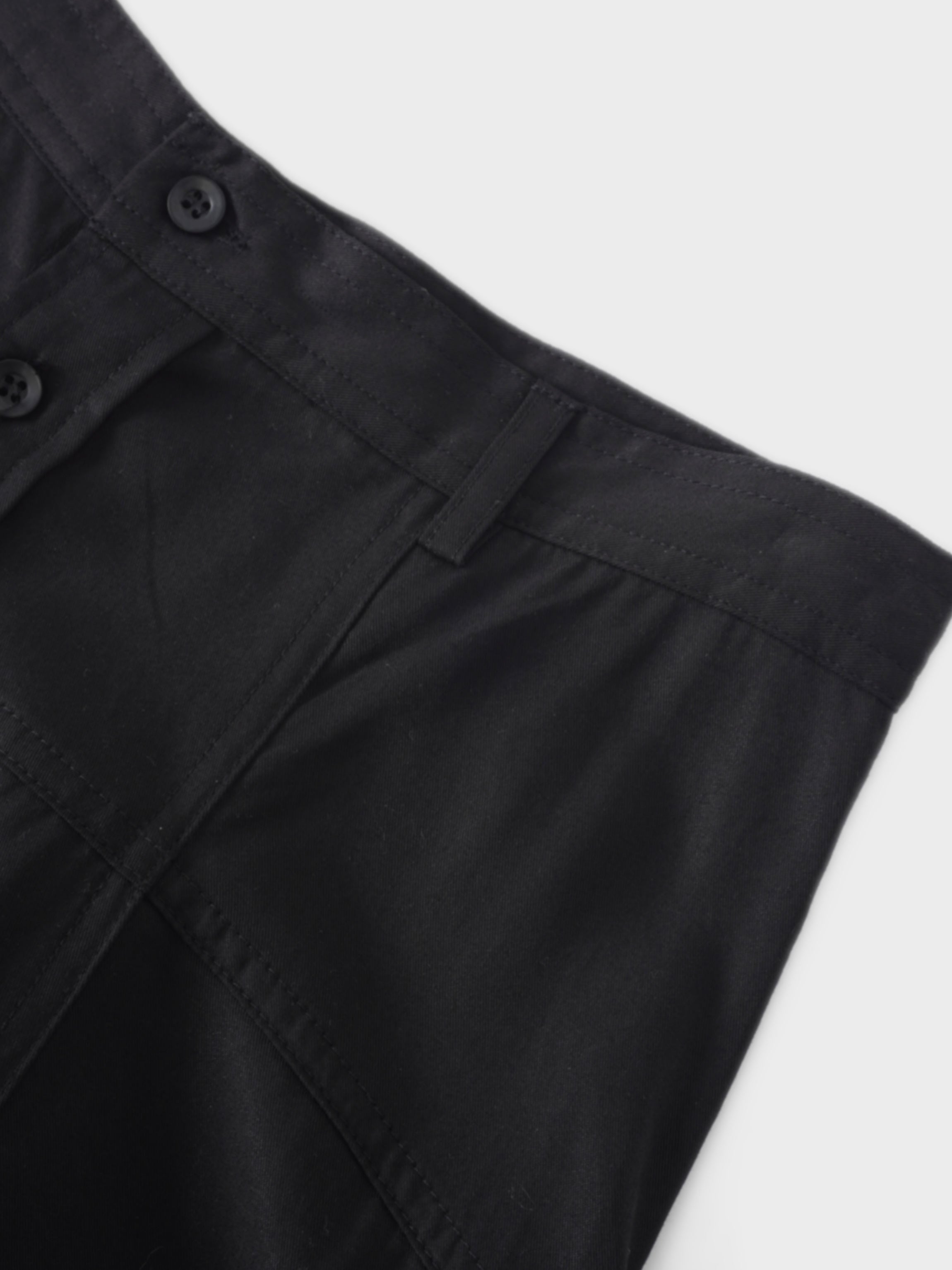 Tencel Yoke Button Down Skirt-Black